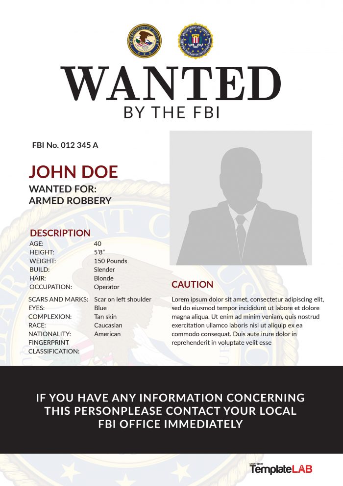 29 FREE Wanted Poster Templates (FBI and Old West)