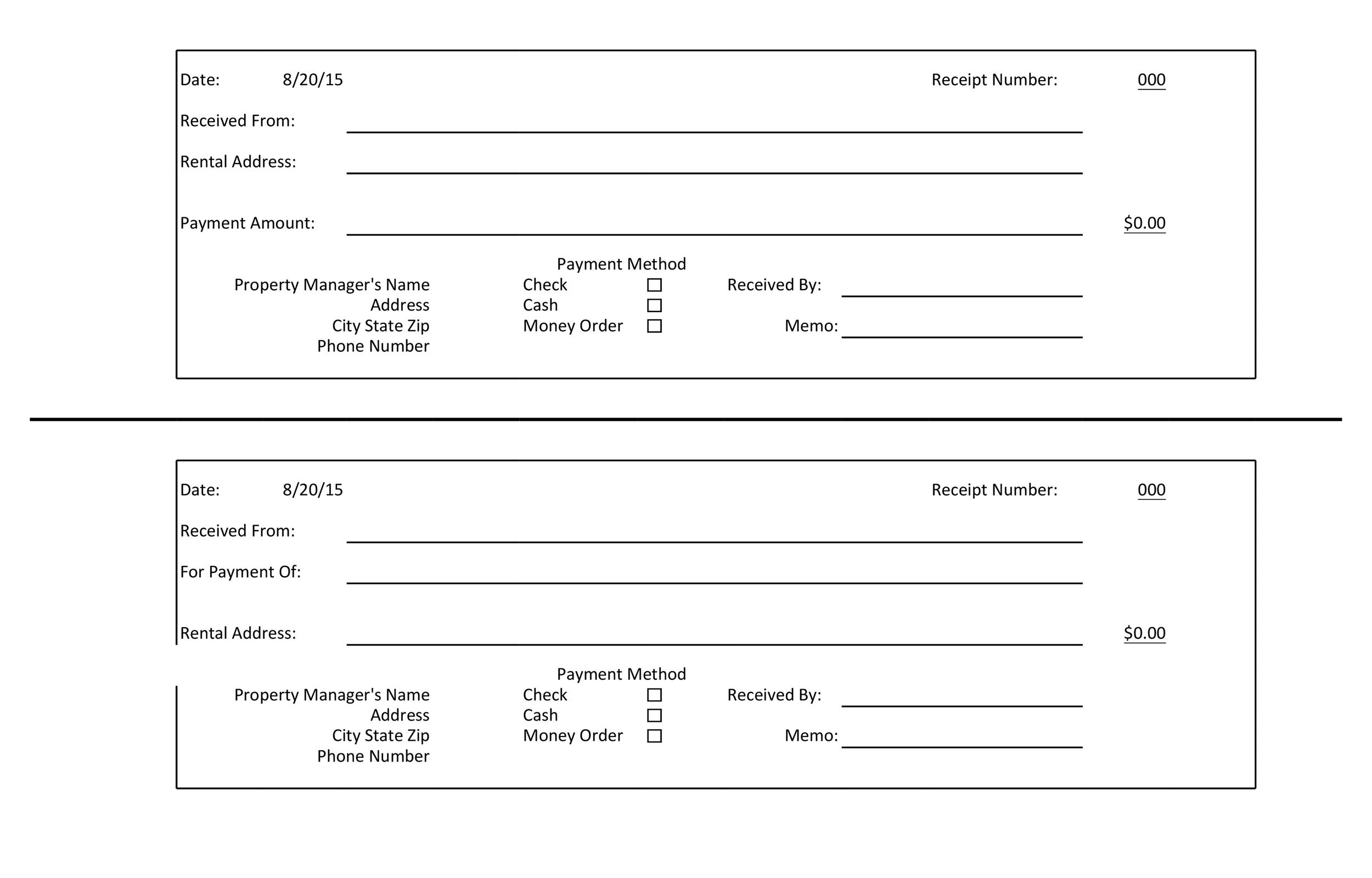 Printable Payment Receipts Template Authentic Receipt Forms The Best