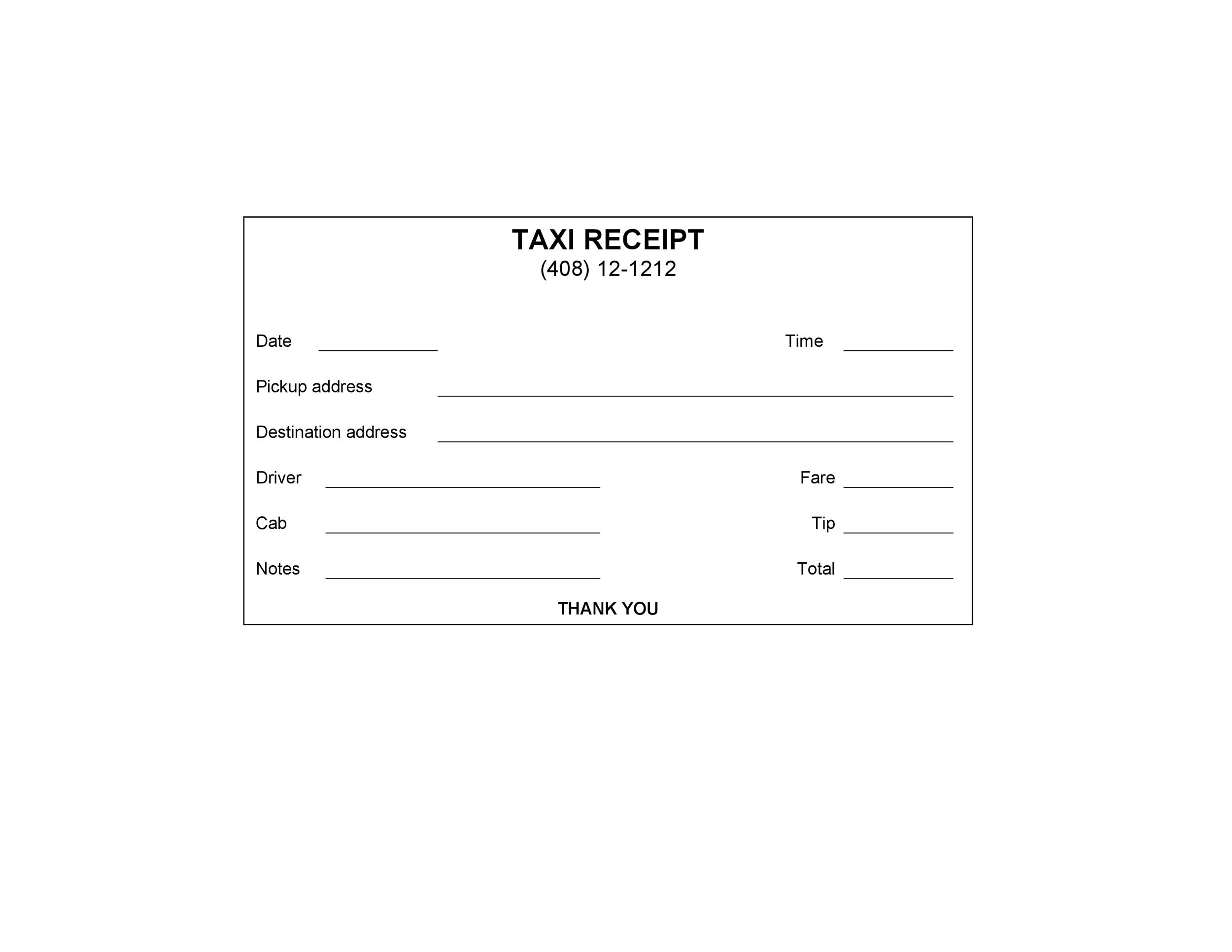 Free Taxi Receipt Template