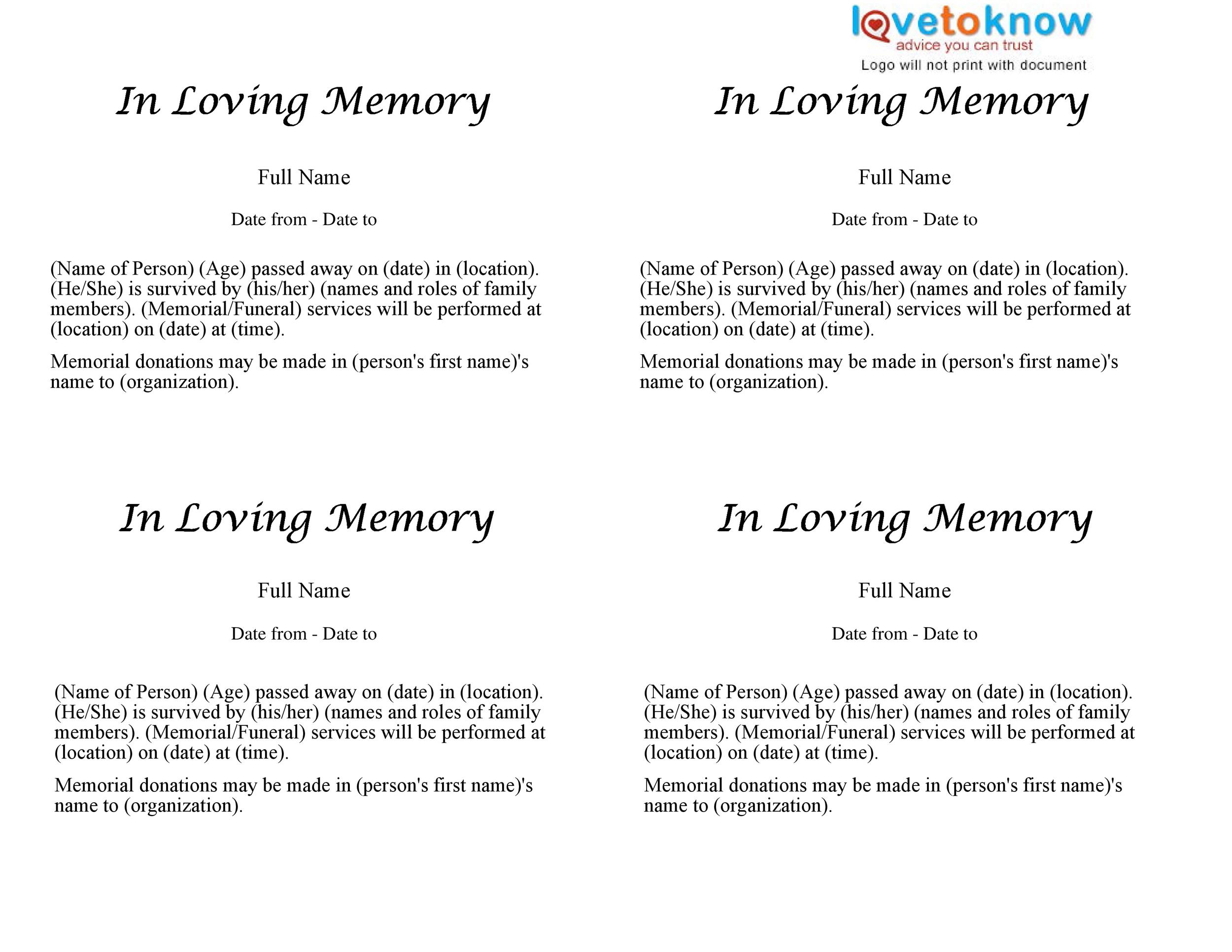 25+ Obituary Templates and Samples ᐅ TemplateLab