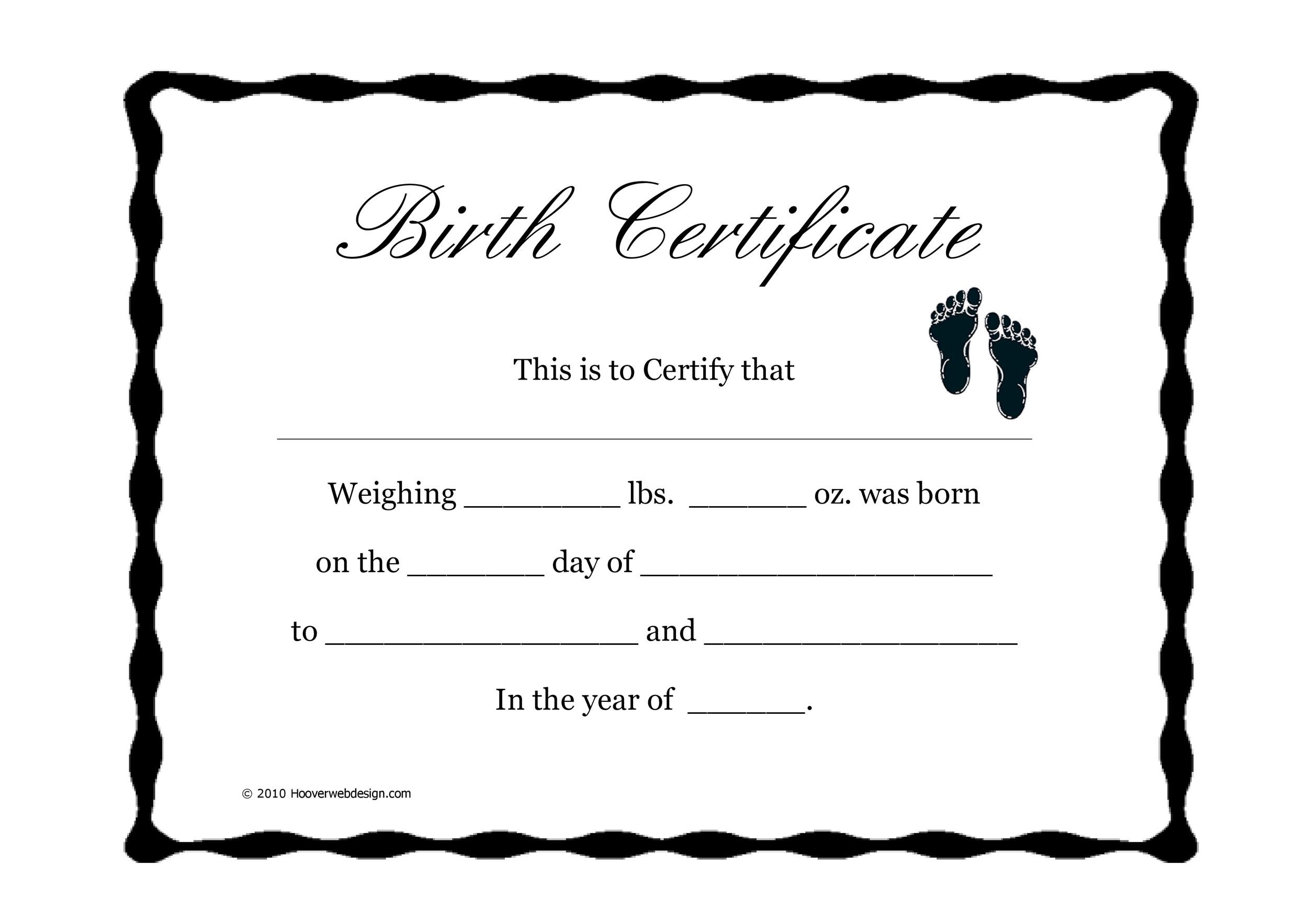 free printable doll birth certificate