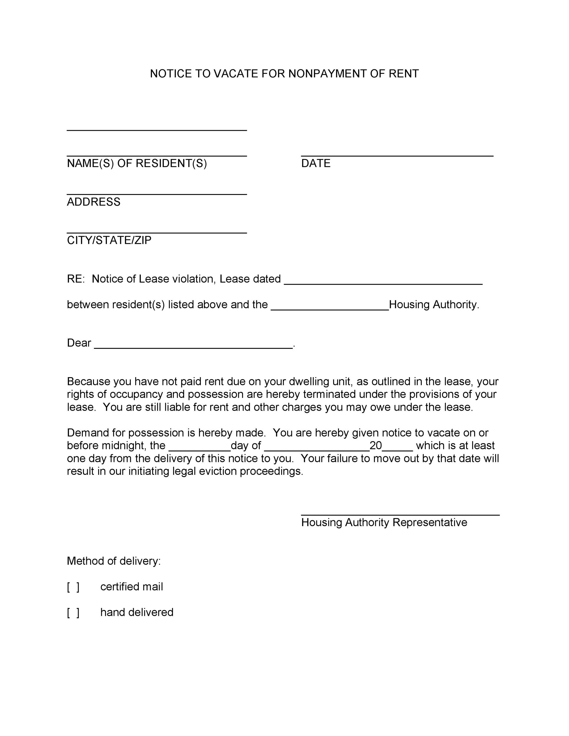 45 Eviction Notice Templates Lease Termination Letters