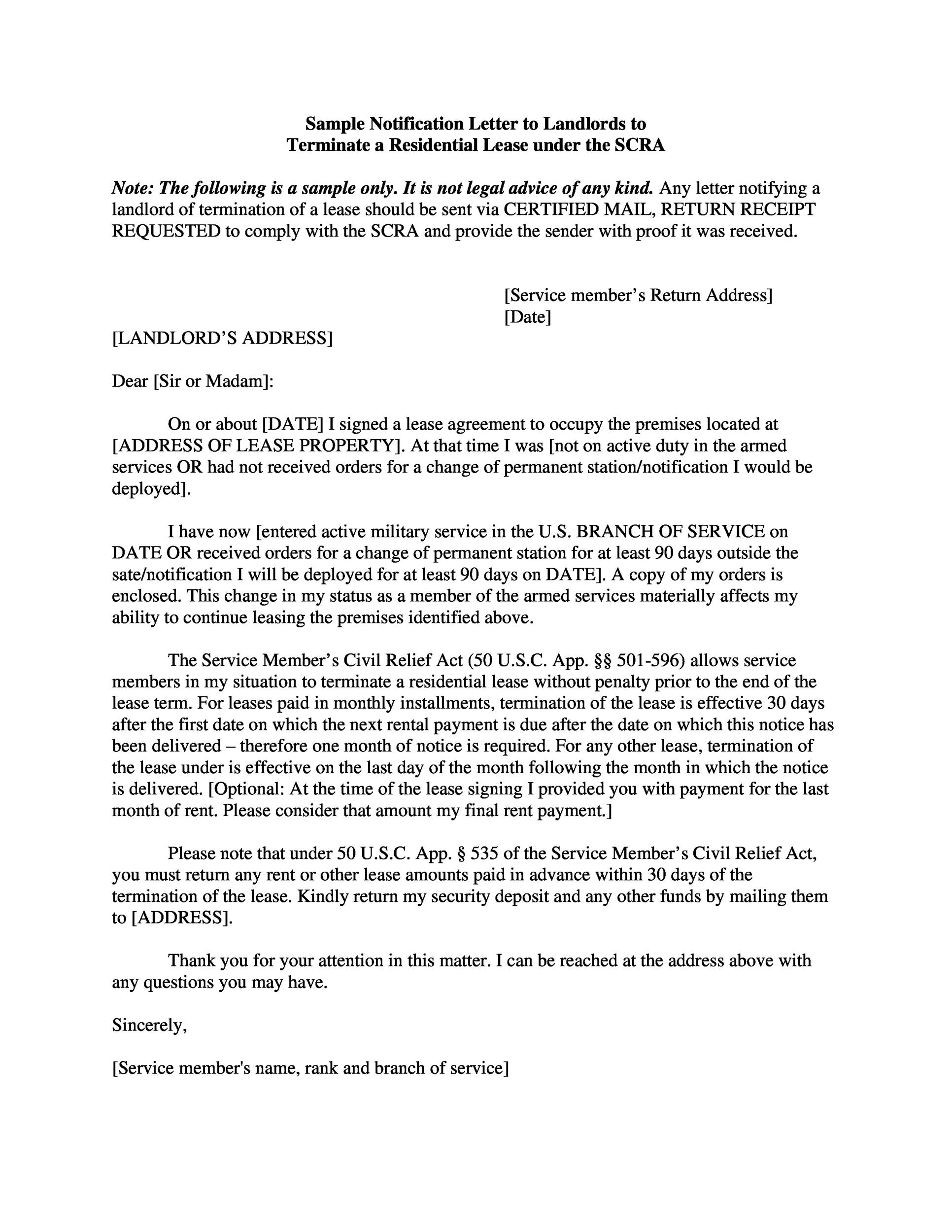 Break A Lease Letter Template