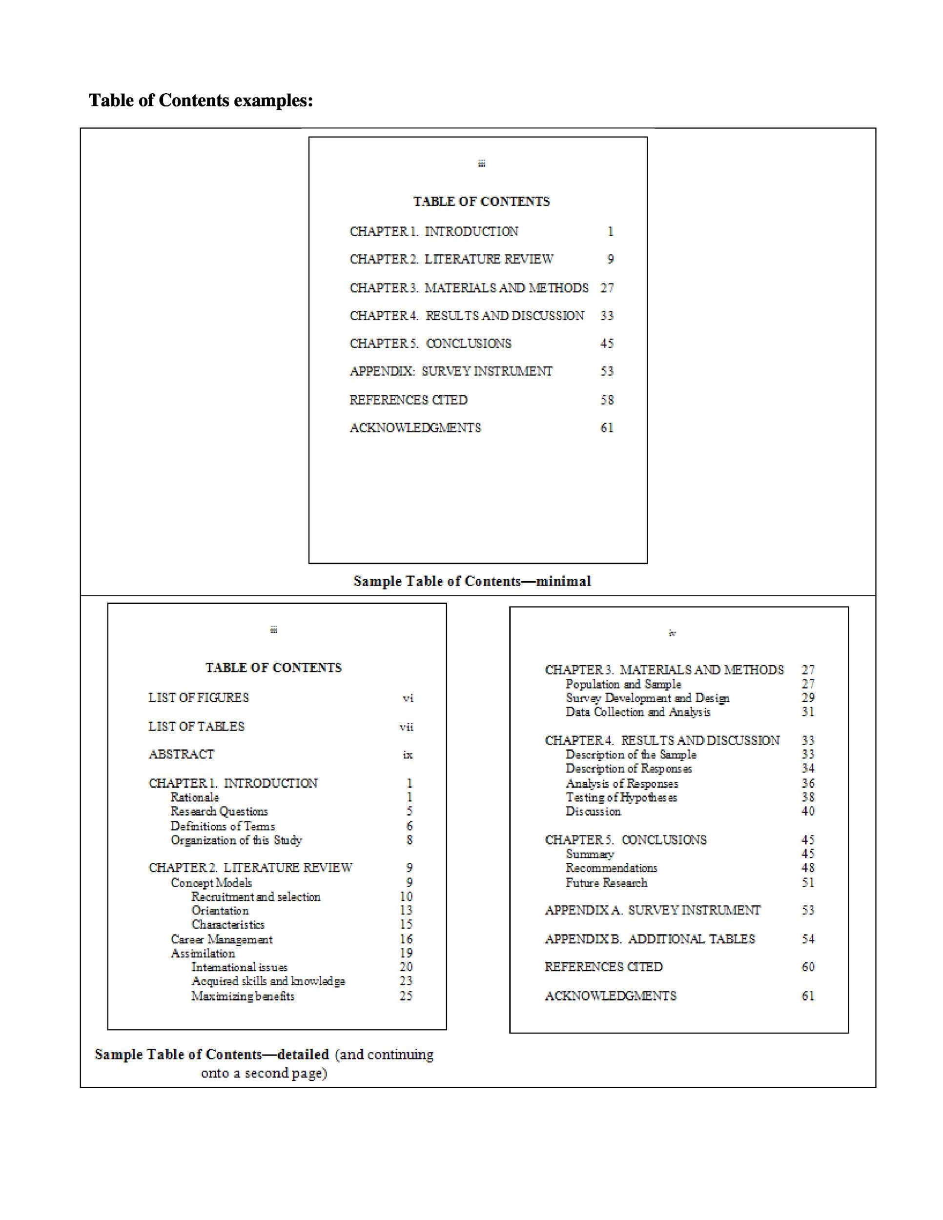 20 Table of Contents Templates and Examples ᐅ TemplateLab