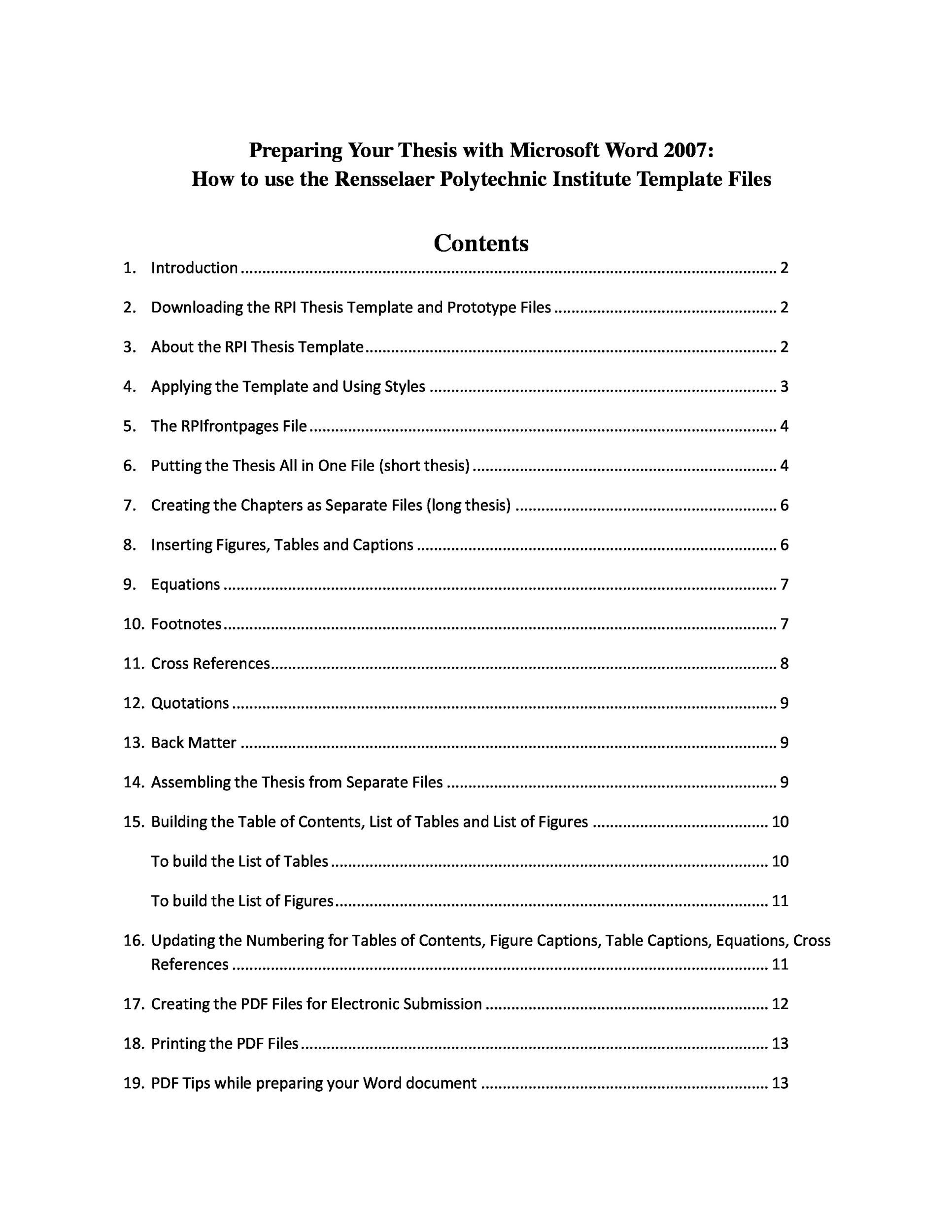 20 Table of Contents Templates and Examples Template Lab