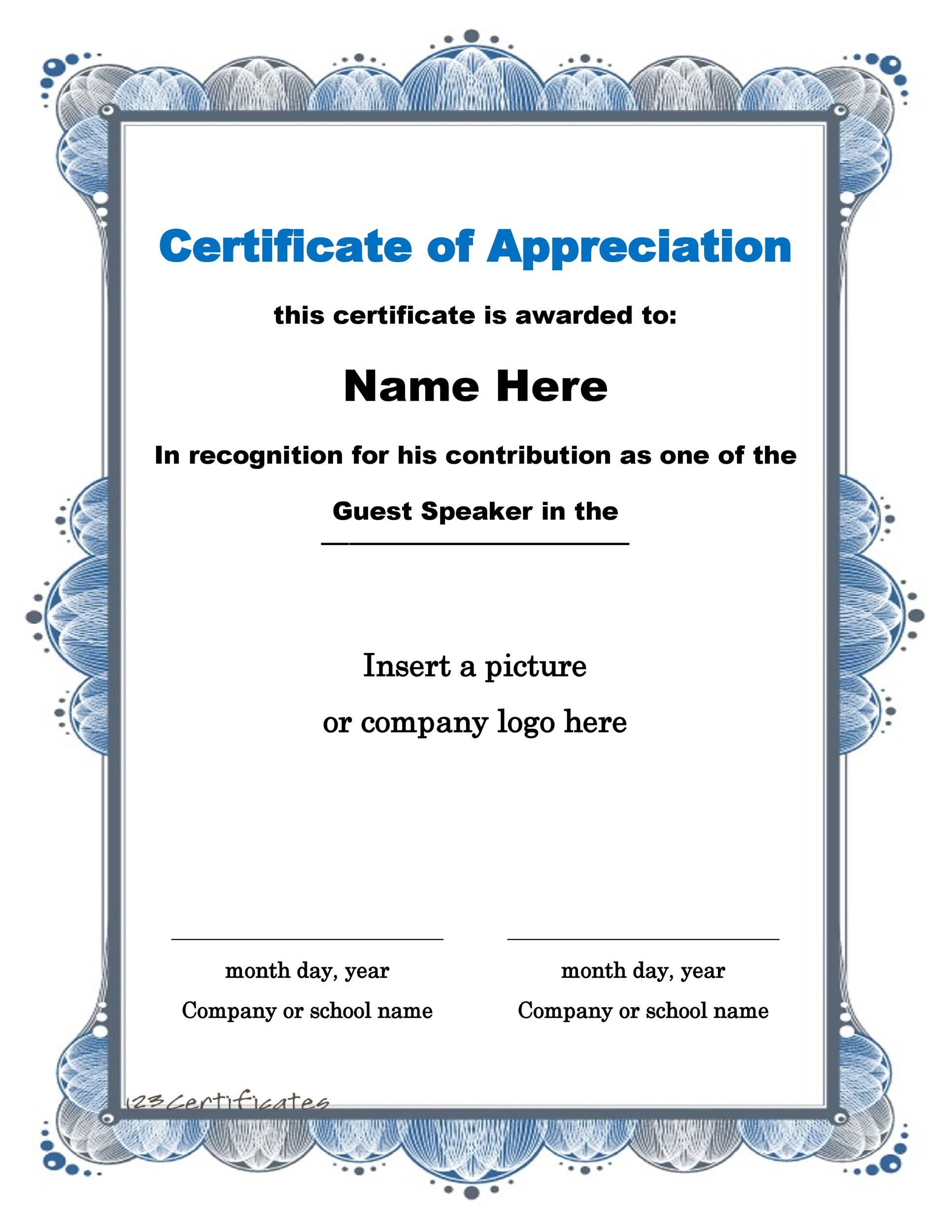 Best Templates Thank You Certificates Printable