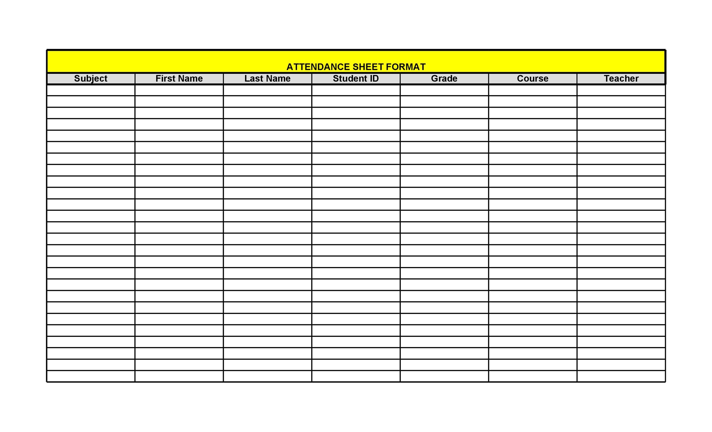 Attendance Sheet Template