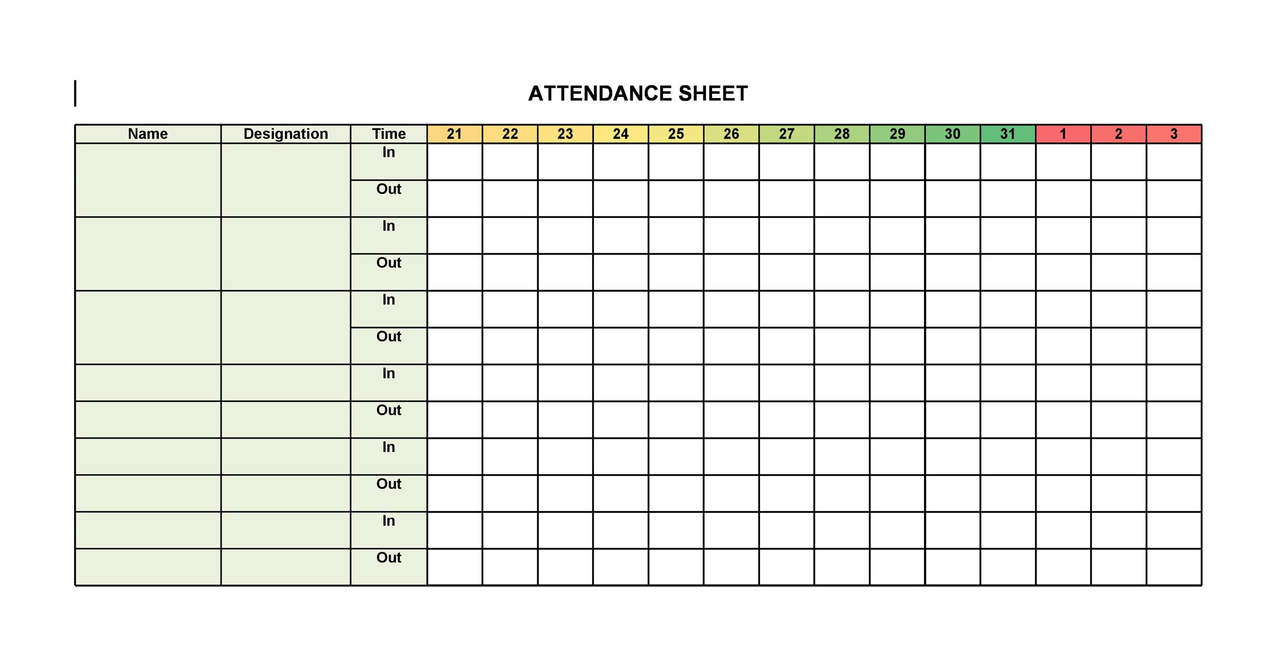 Attendance Chart Template