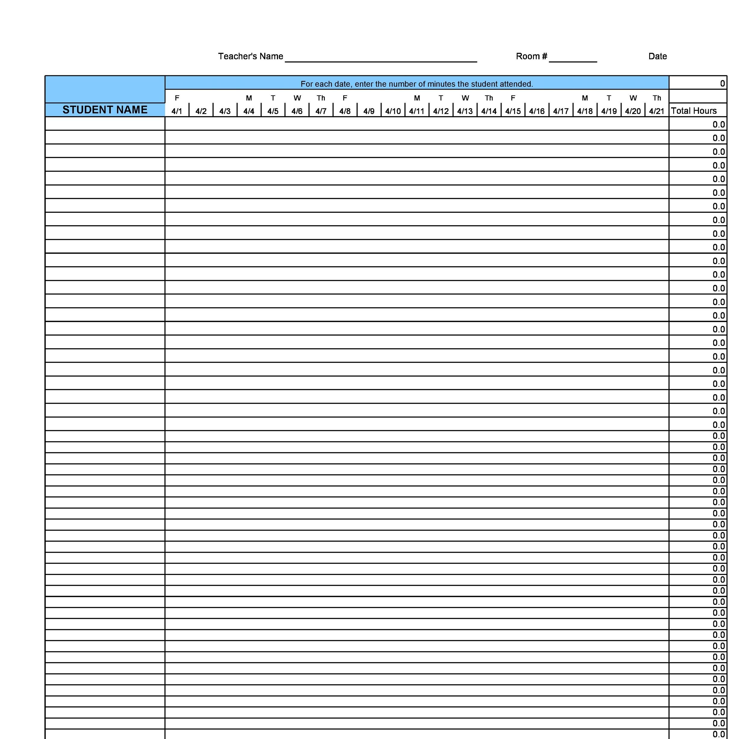 Attendance Chart Template Free