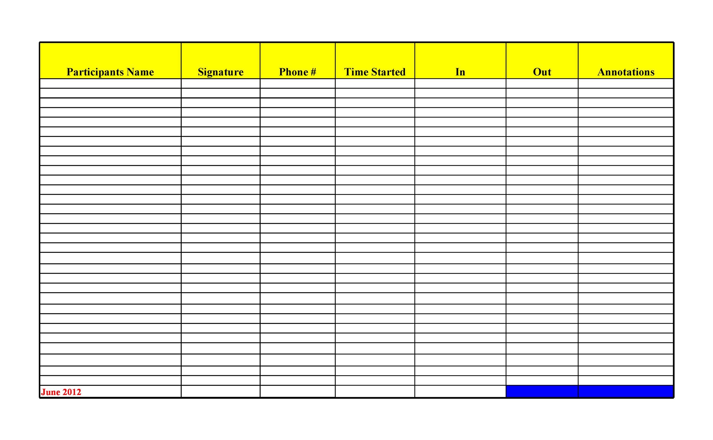 43 Free Printable Attendance Sheet Templates Templatelab 10360 Hot Sex Picture 0123