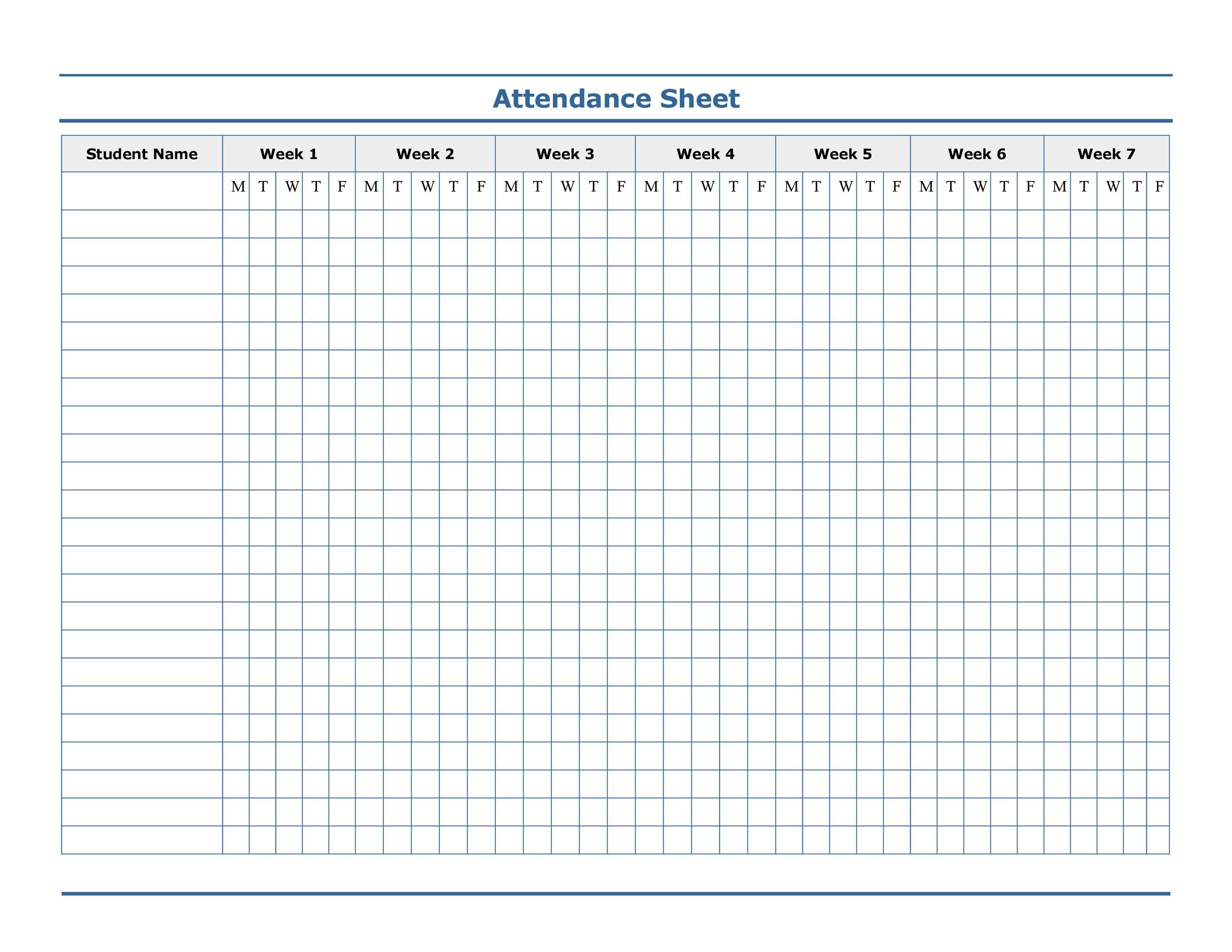 Printable Attendance Sheets