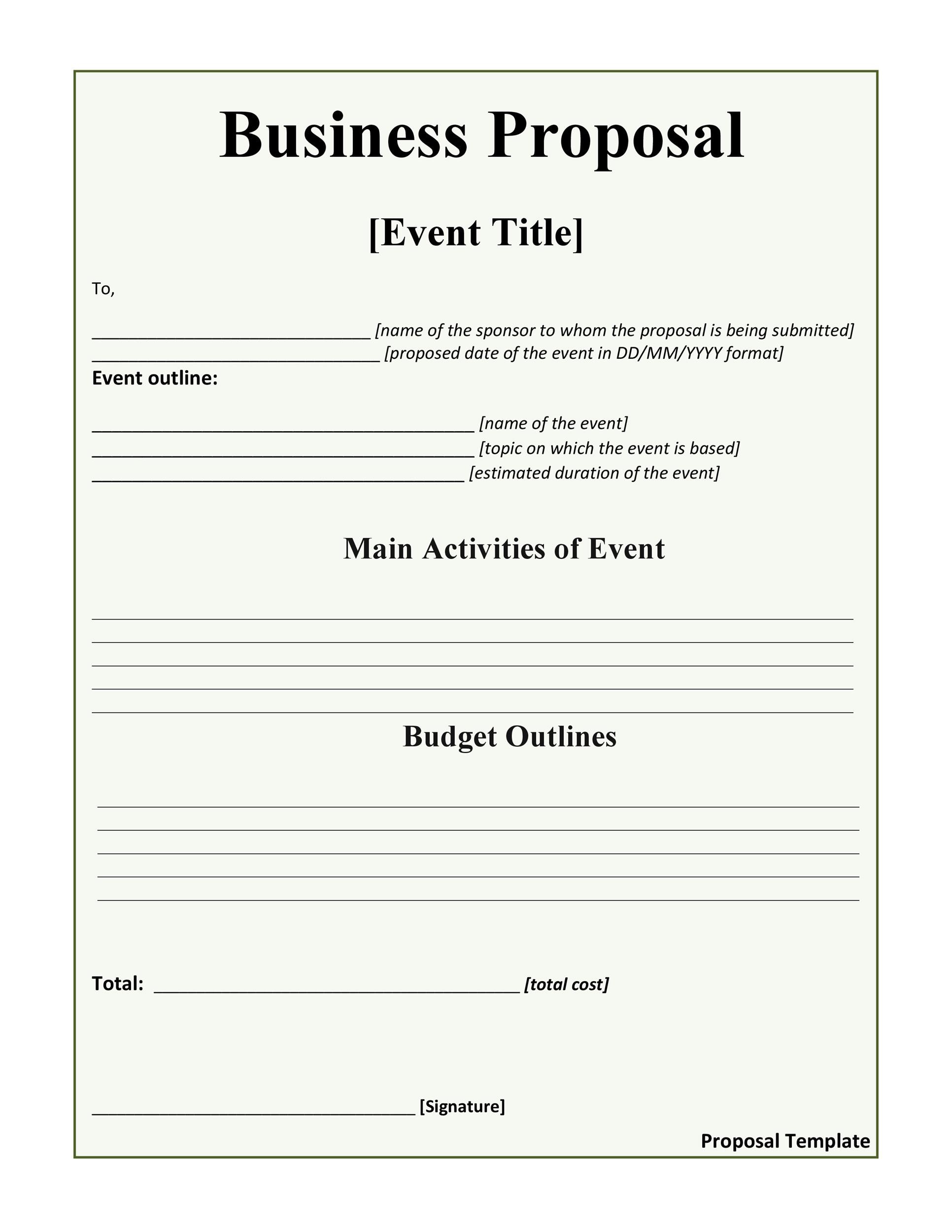 Template for writing a business proposal