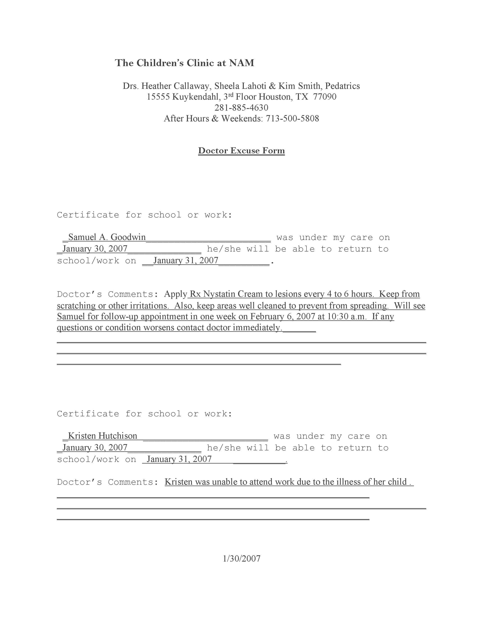 25 Free Doctor Note Excuse Templates ᐅ Template Lab