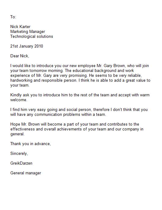 New Employee Introduction Letter from templatelab.com