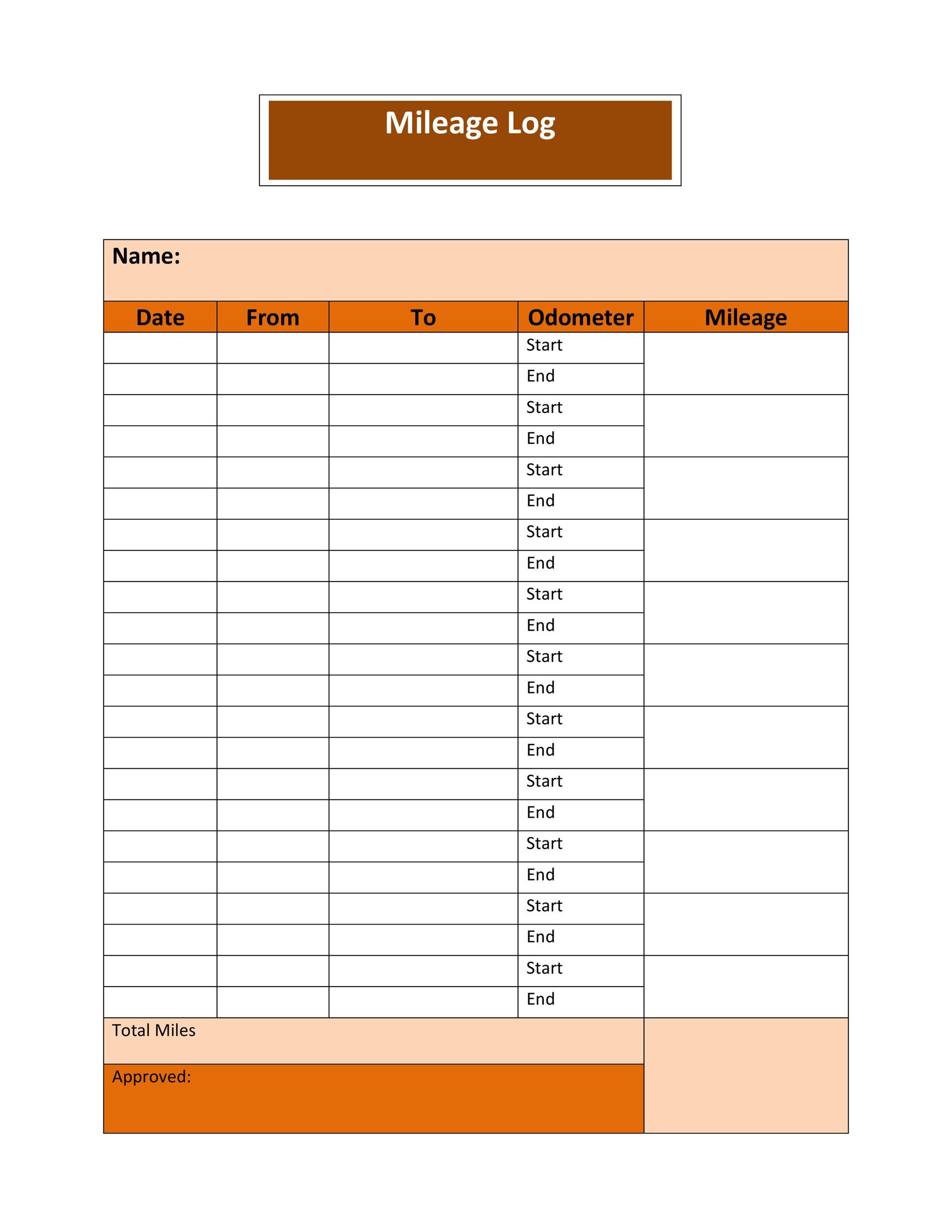 Mileage Log Template