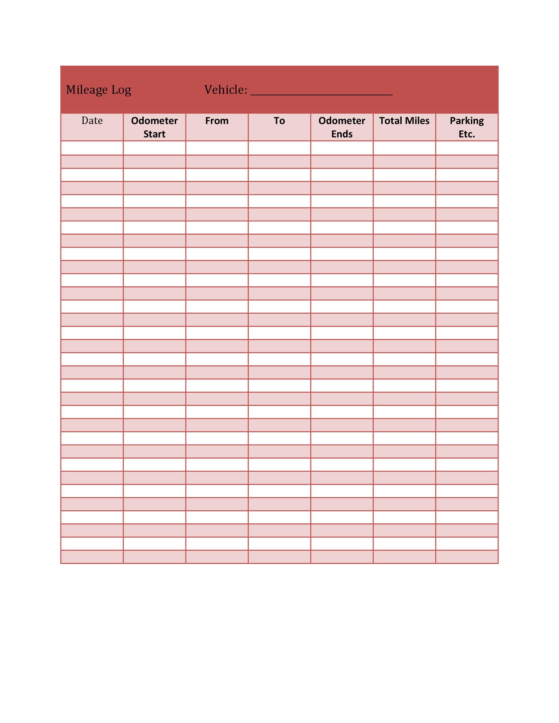 30 Printable Mileage Log Templates (Free) Template Lab