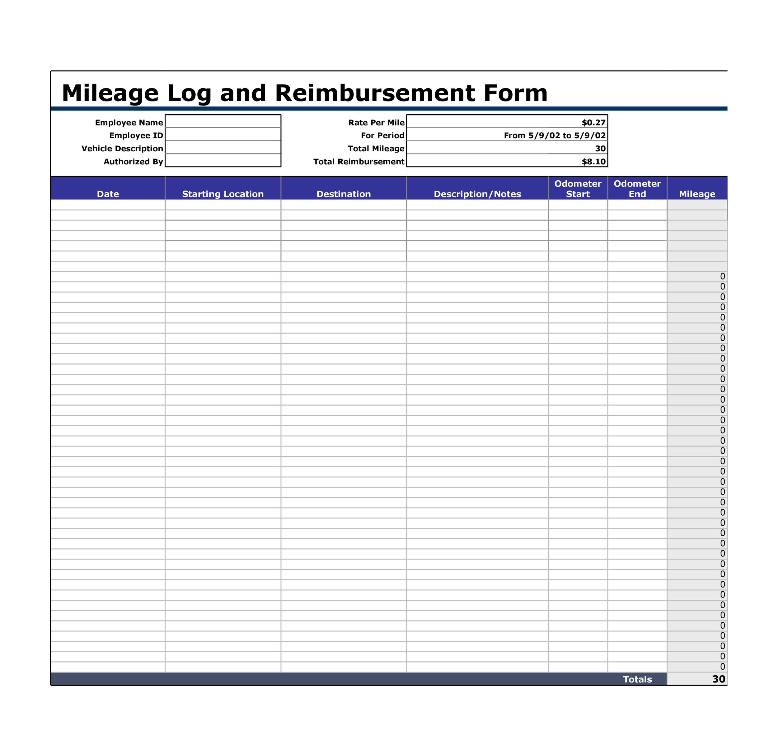 30 Printable Mileage Log Templates (Free) ᐅ Template Lab