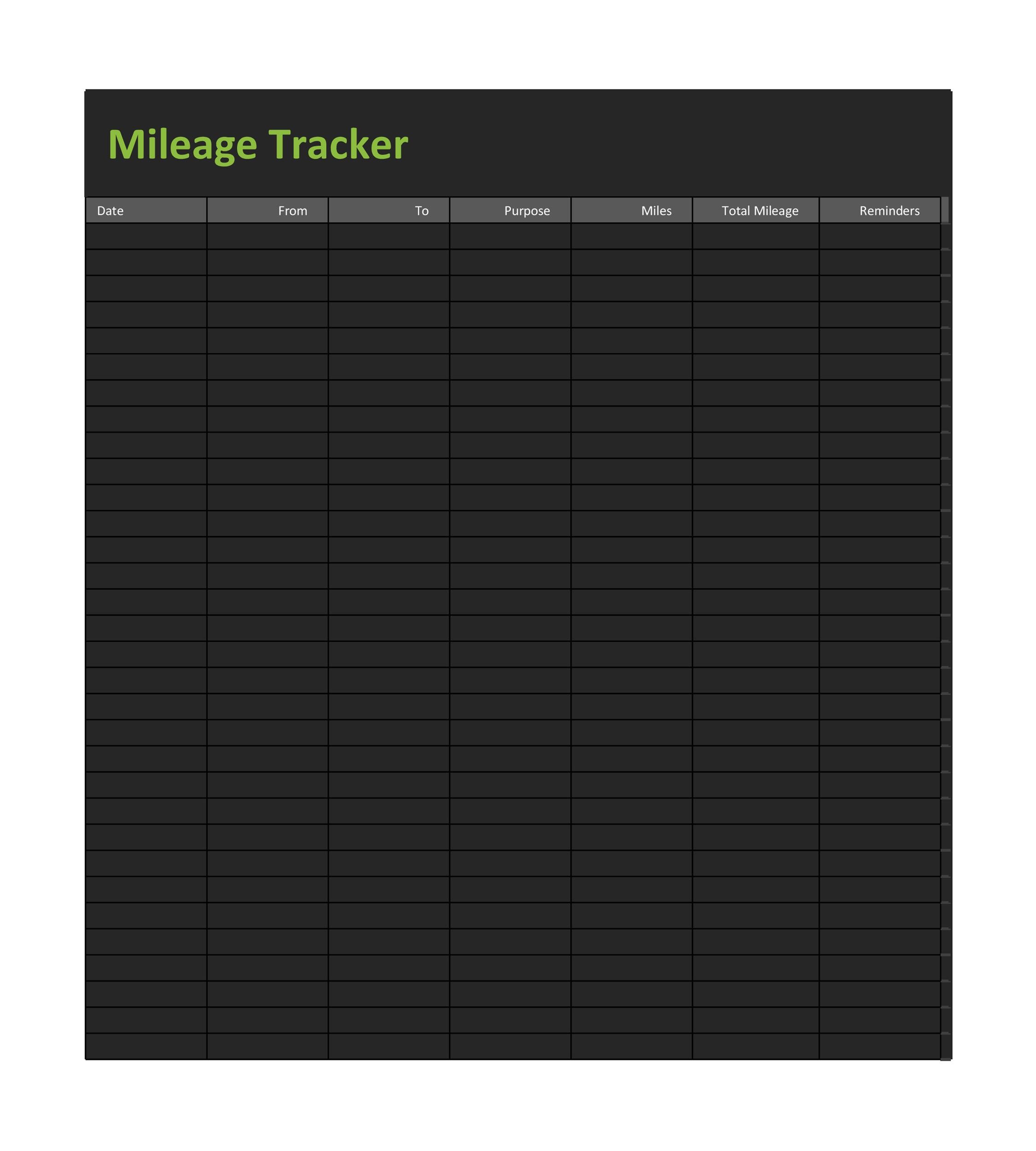 Printable Mileage Log Templates Free Templatelab