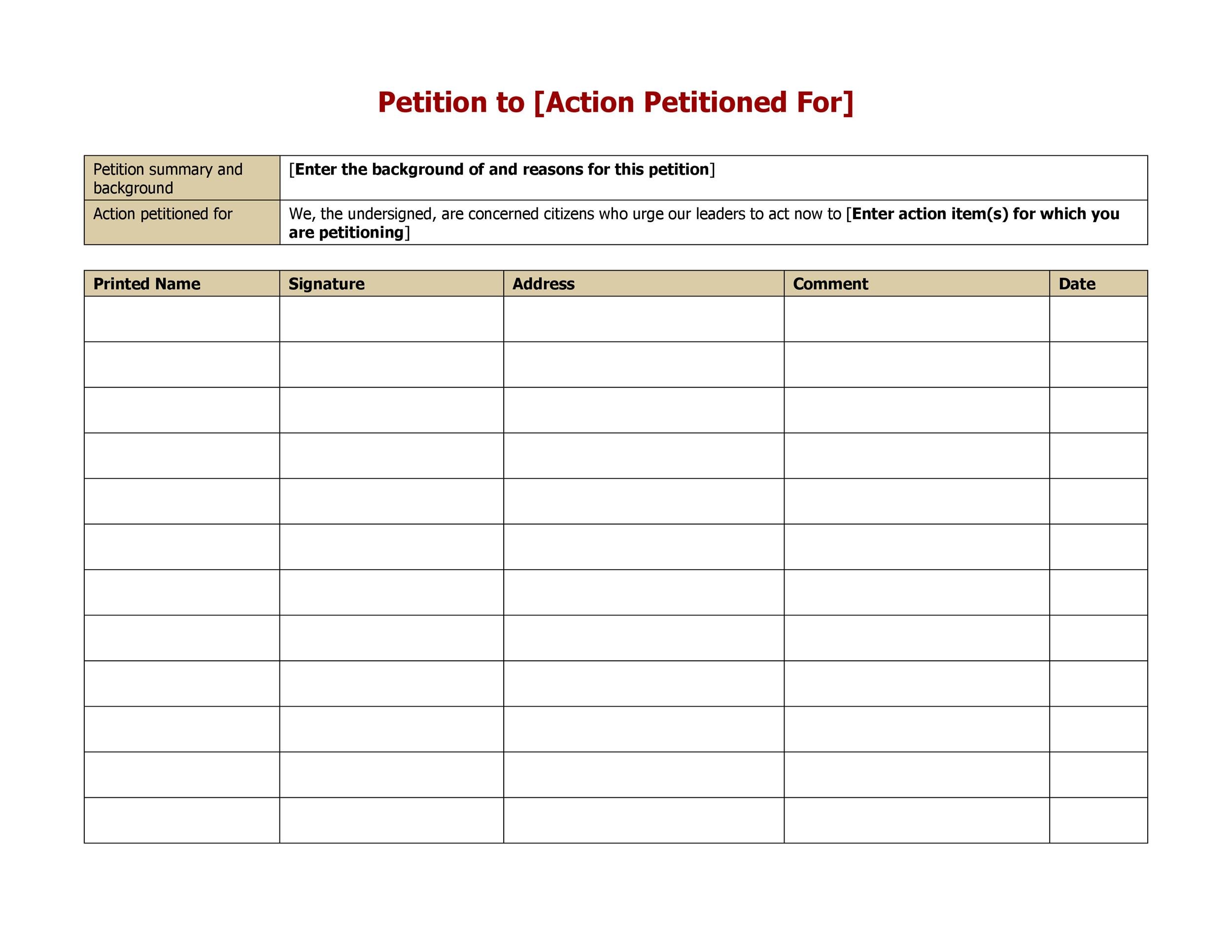 Write a paper petition