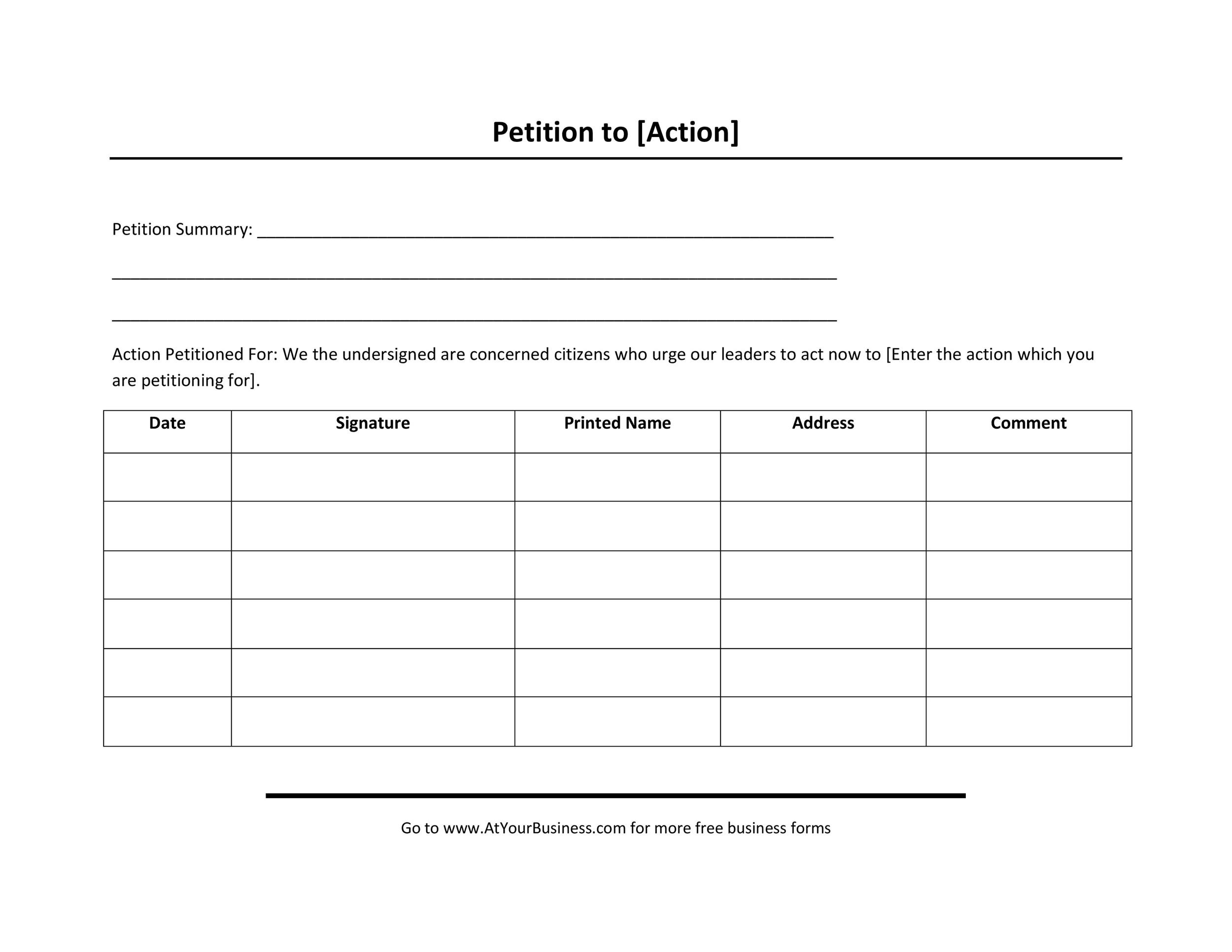 petition sheet template - Ficim Intended For Blank Petition Template