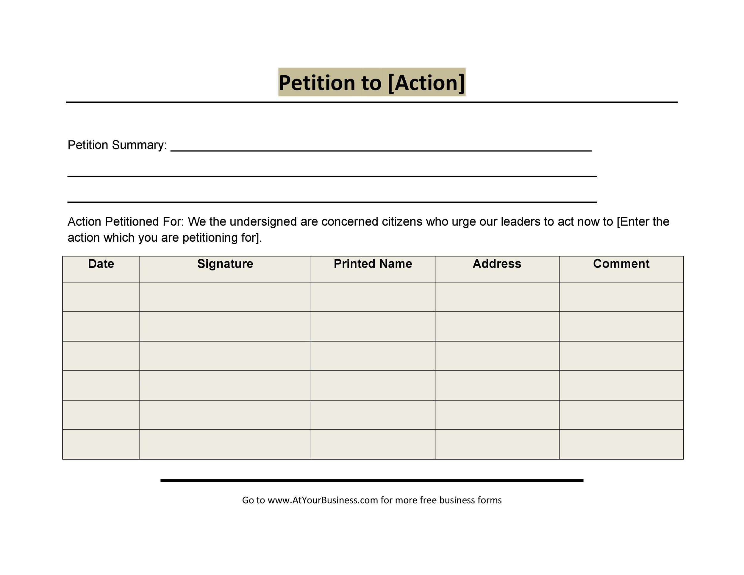 sample petition template - Ficim Intended For Blank Petition Template