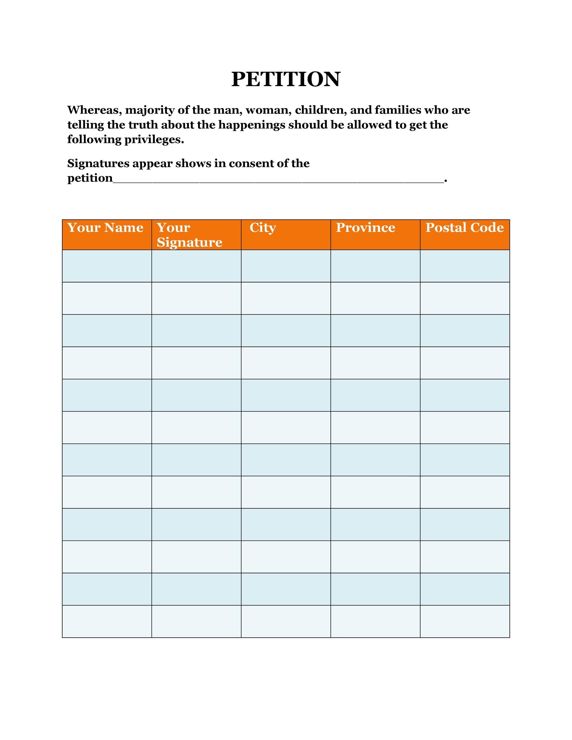 Free Printable Petition Template