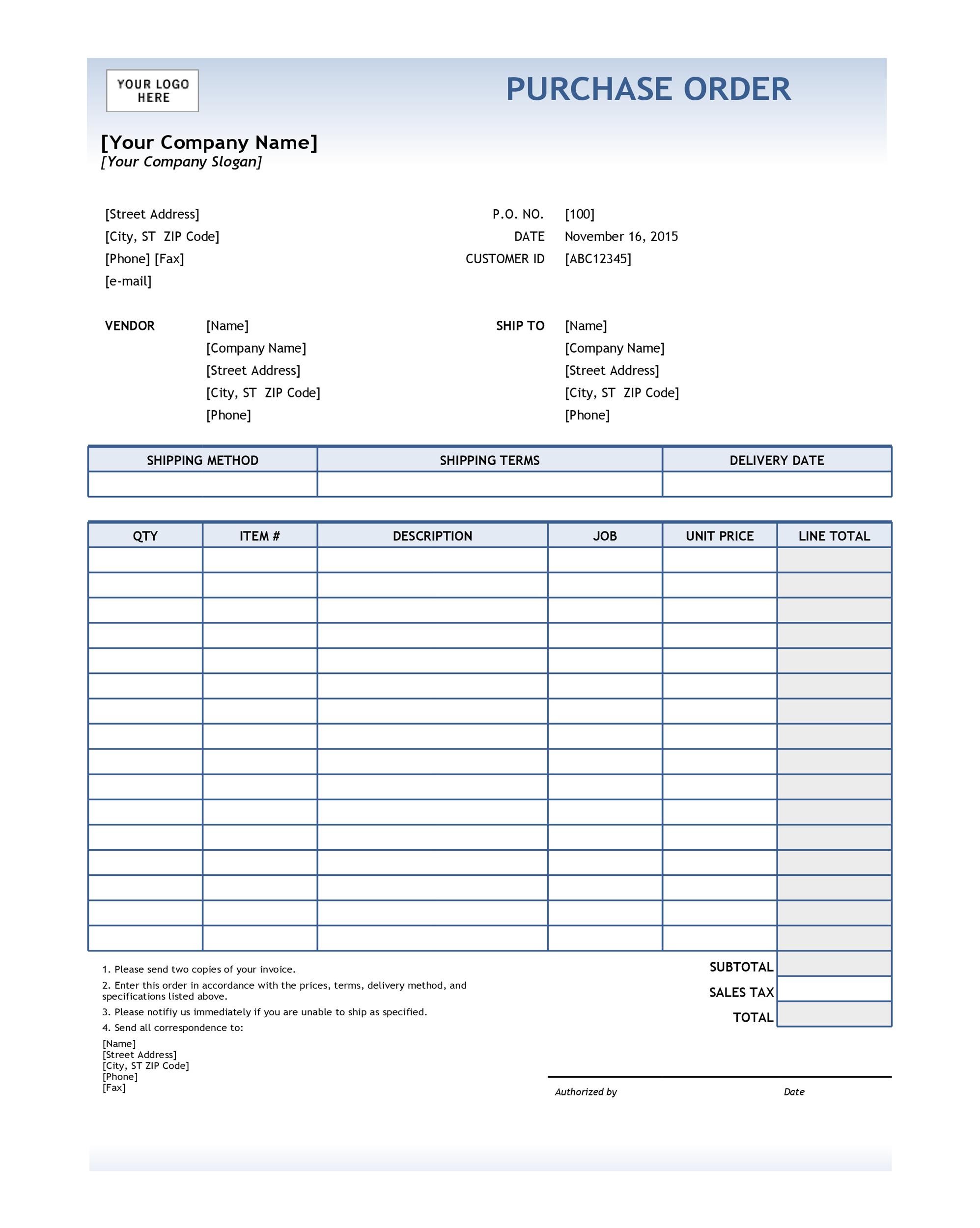 order form word
 8 Free Purchase Order Templates in Word & Excel