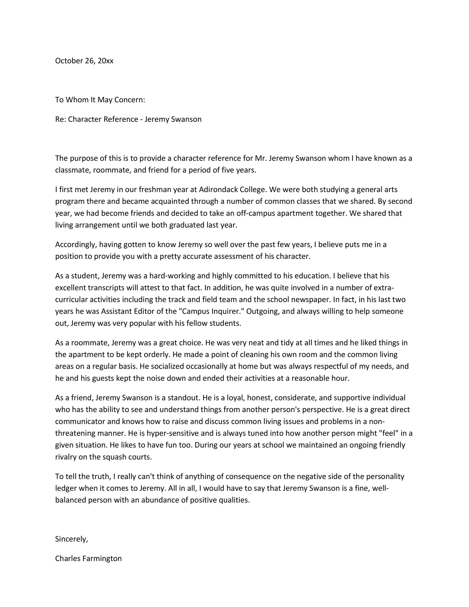 Download Reference letter 15 Free Reference letter 15