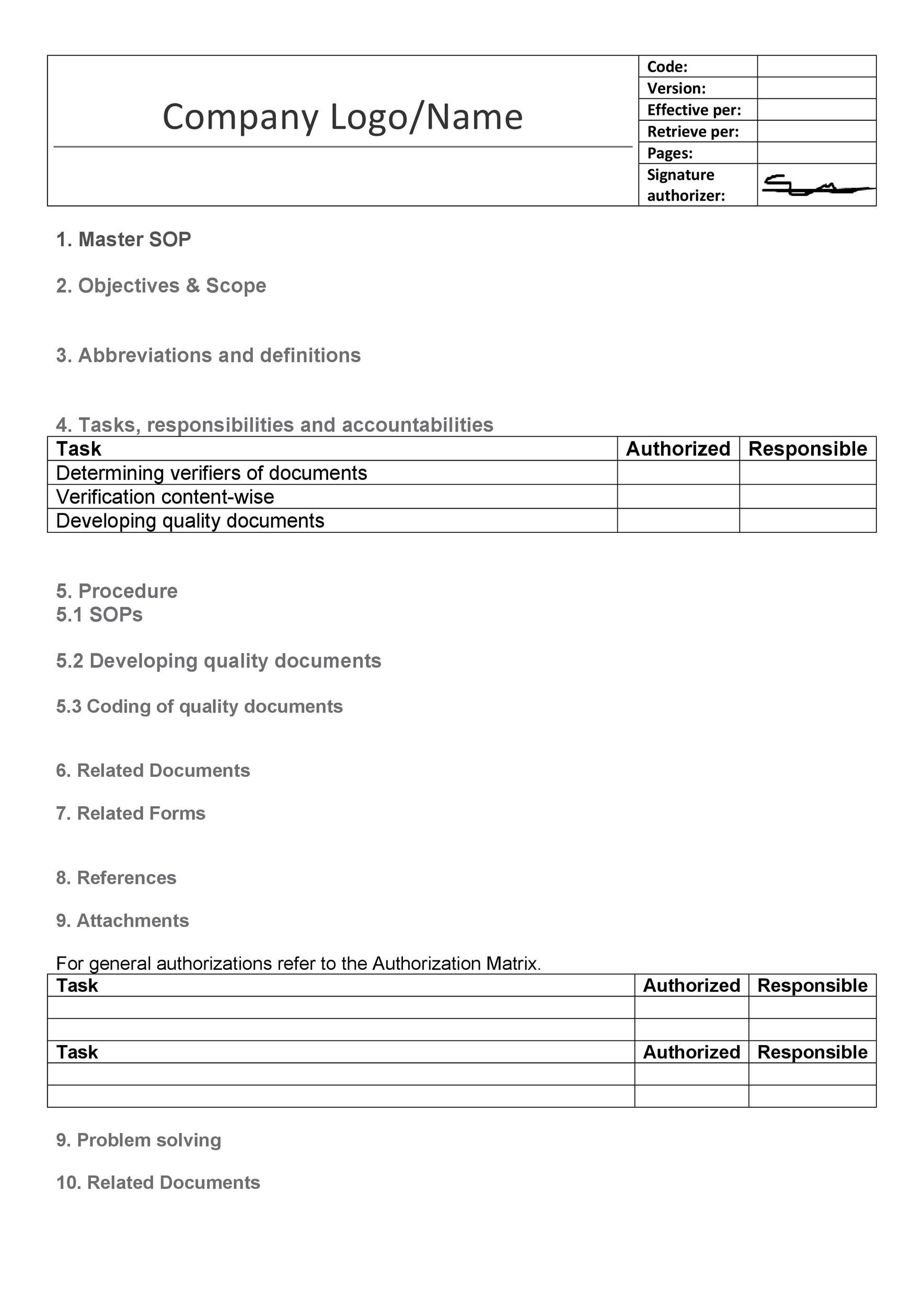 Sop Layout Template 6 Sop Templates Formats Examples In Word Excel Images 2136