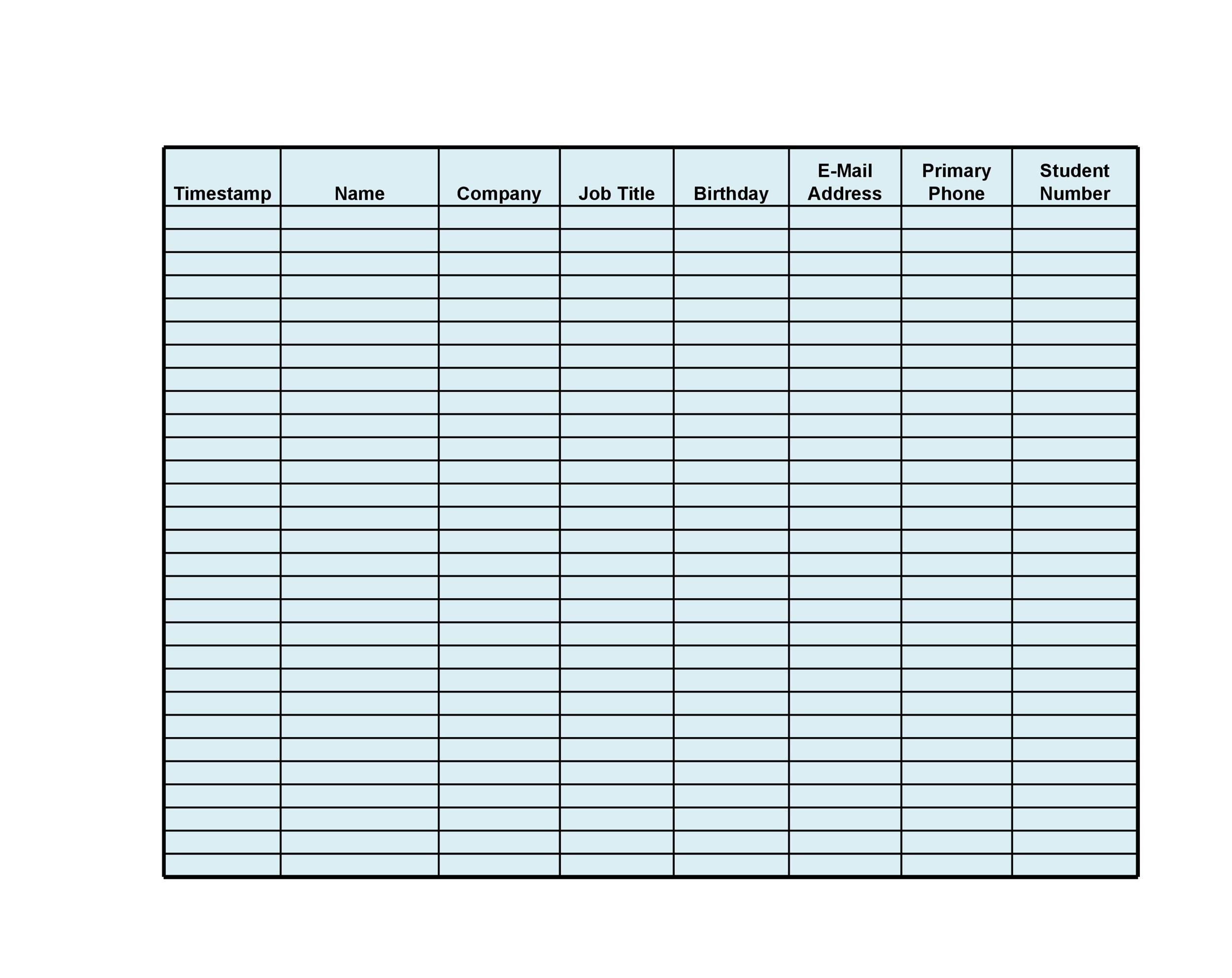 Job Fair Sign Up Sheet Template