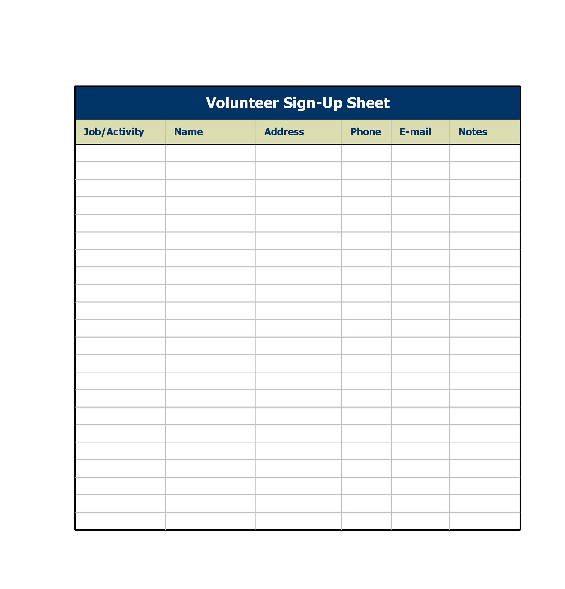 Sign Up Sheet Printable Template Printable Templates 9680