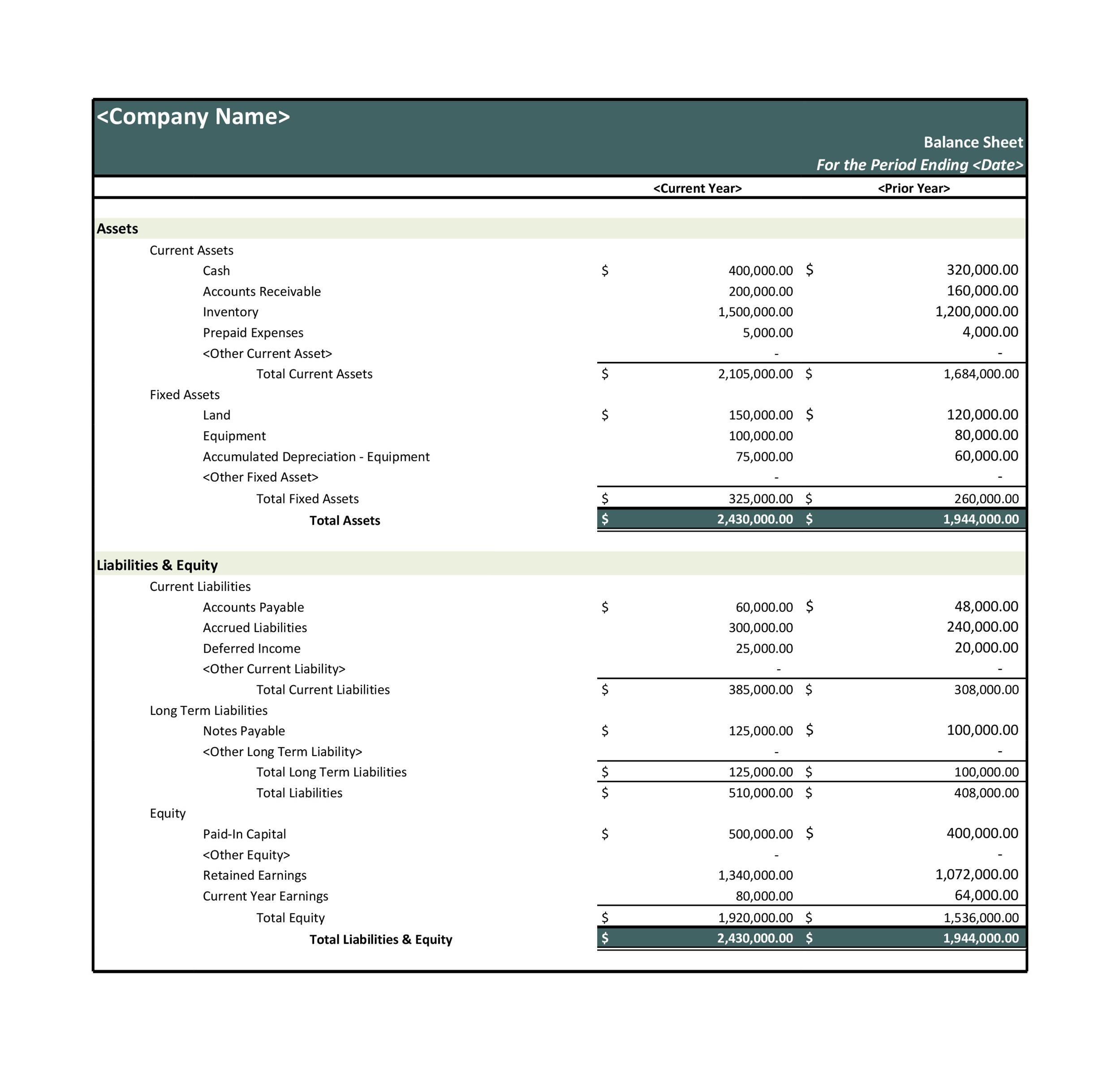 38 Free Balance Sheet Templates Examples ᐅ TemplateLab