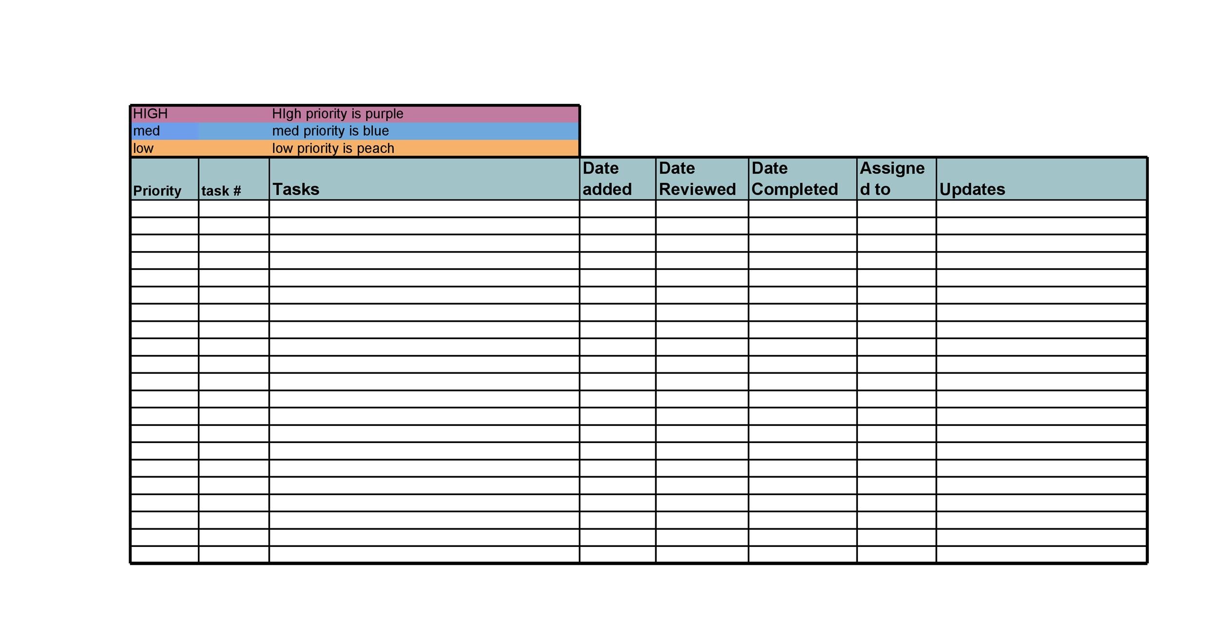 Daily Task List Template Word