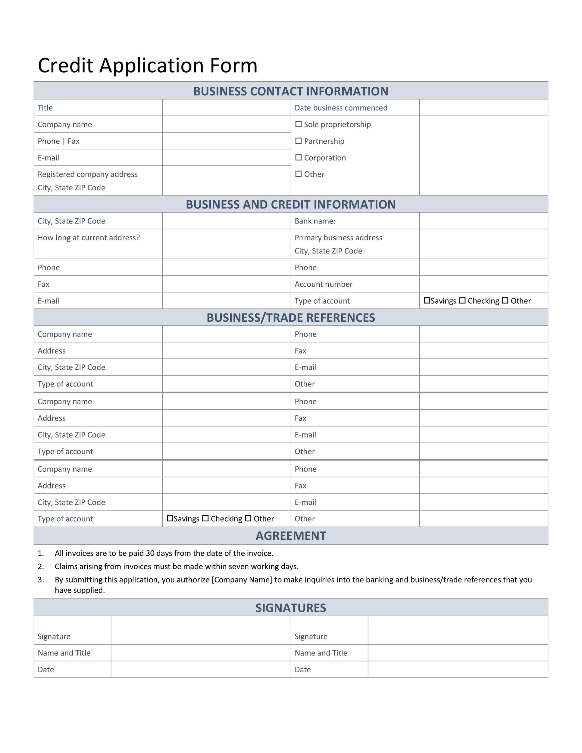 Free Credit Application Template Pdf Printable Templates Hot Sex Picture 0130