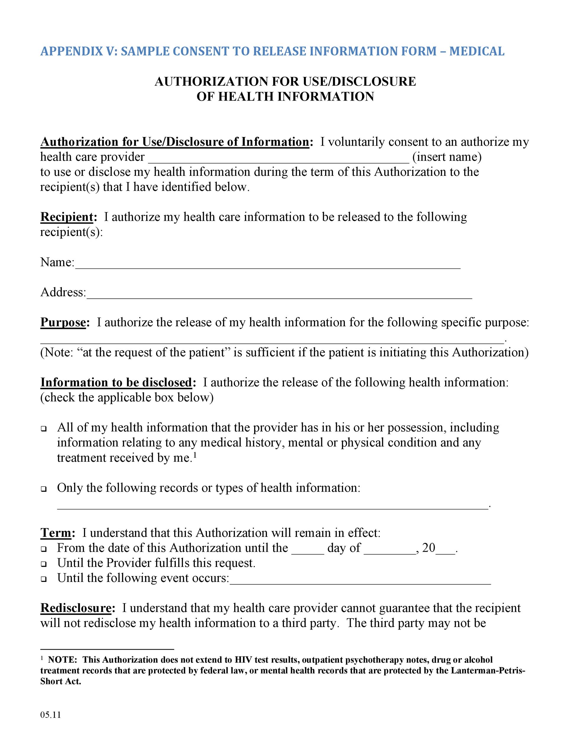 30  Medical Release Form Templates Template Lab