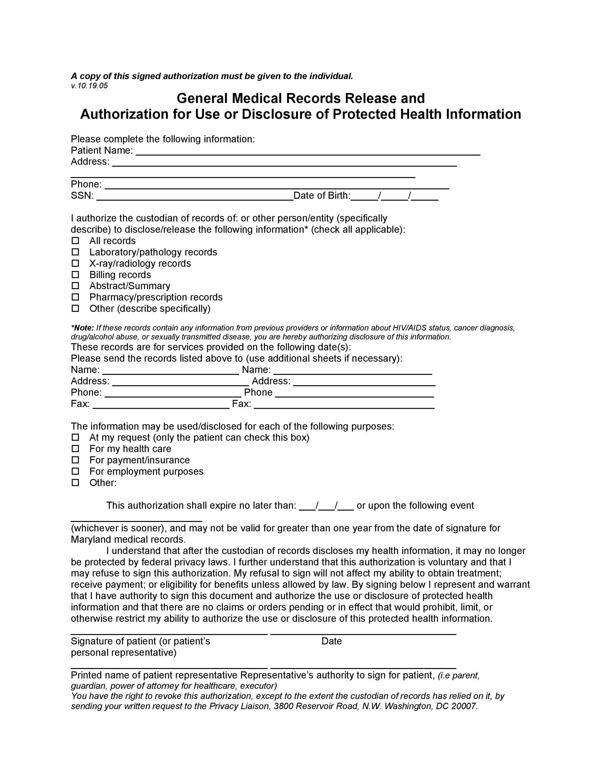 Medical Release Form Printable 8936