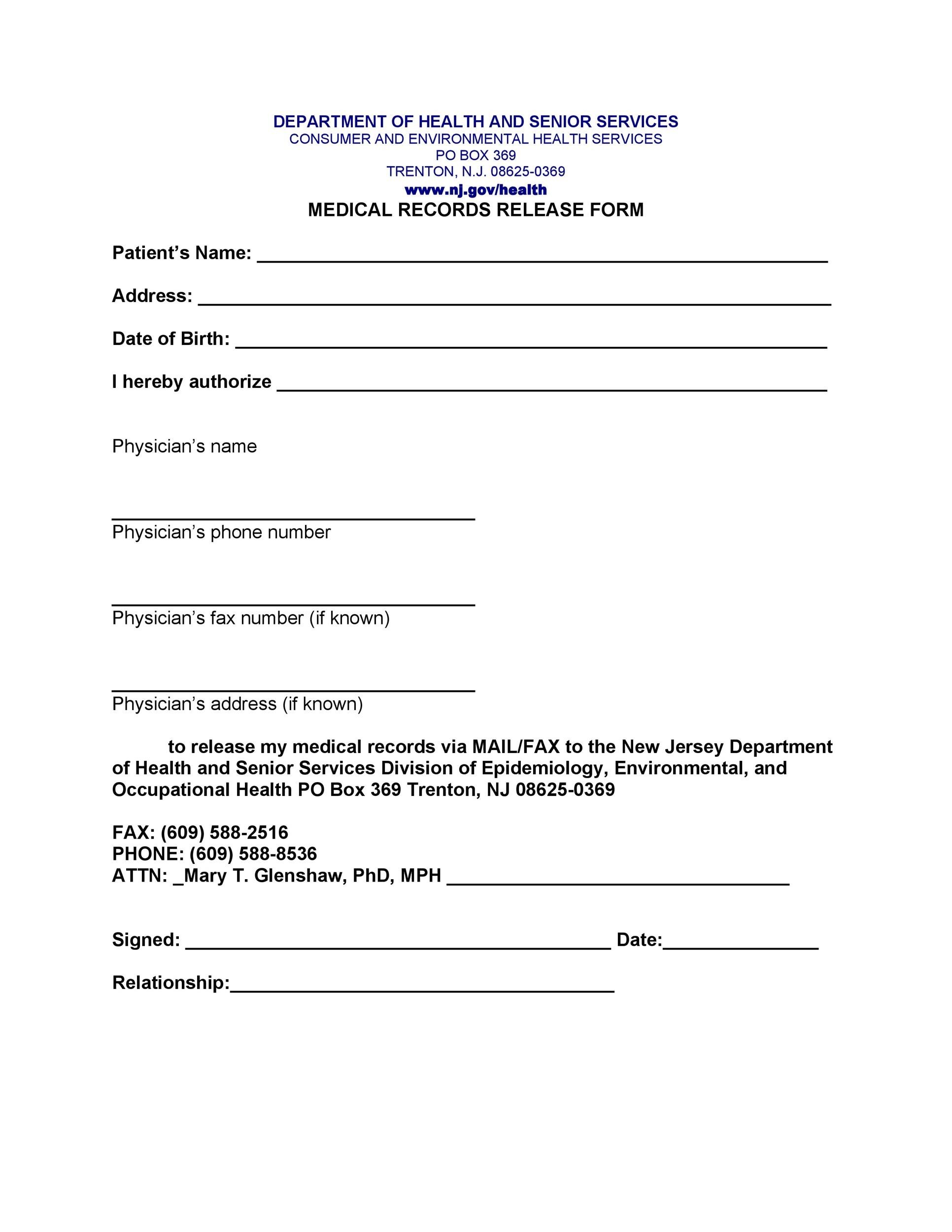 Medical Records Release Form Template Free Printable Templates