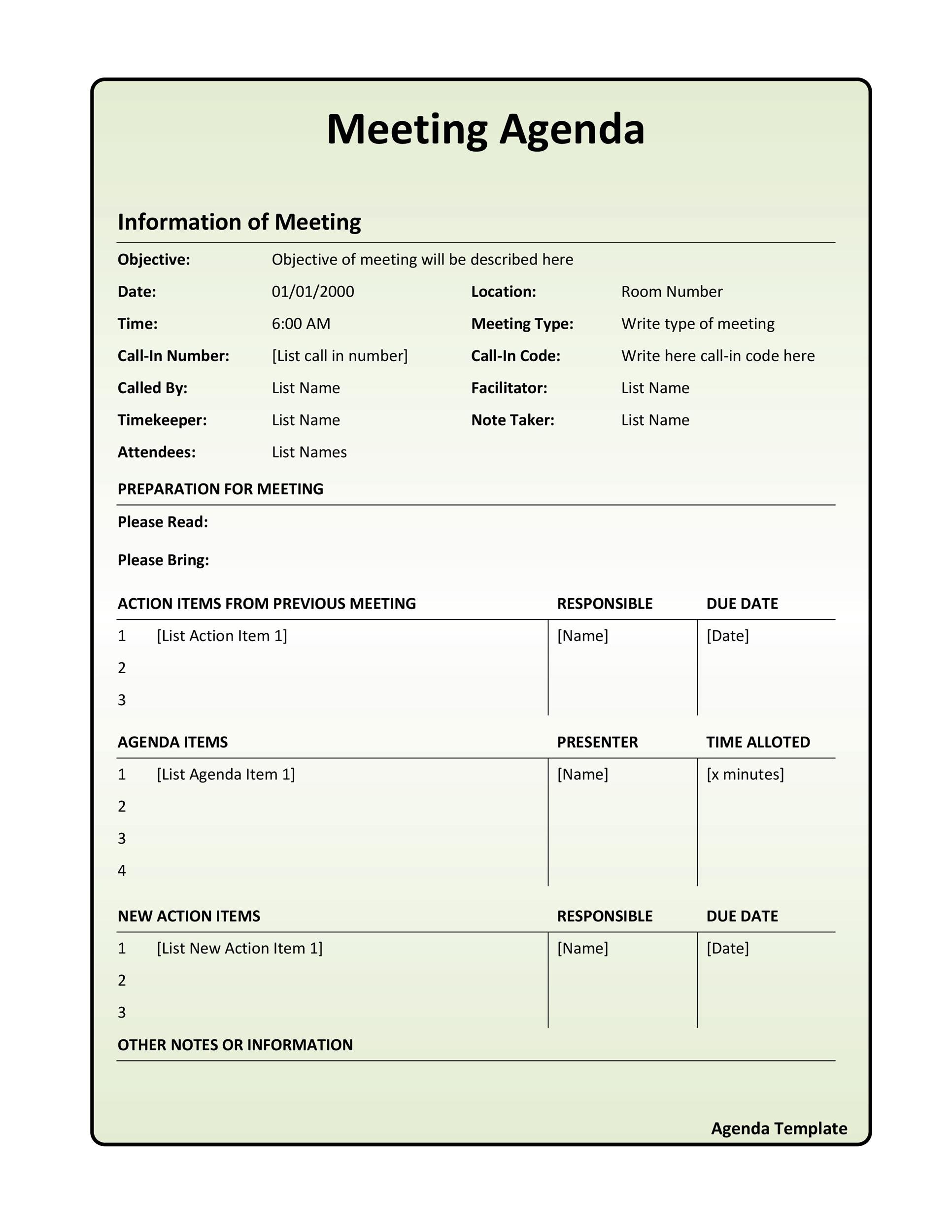 Annual Planning Meeting Agenda Template