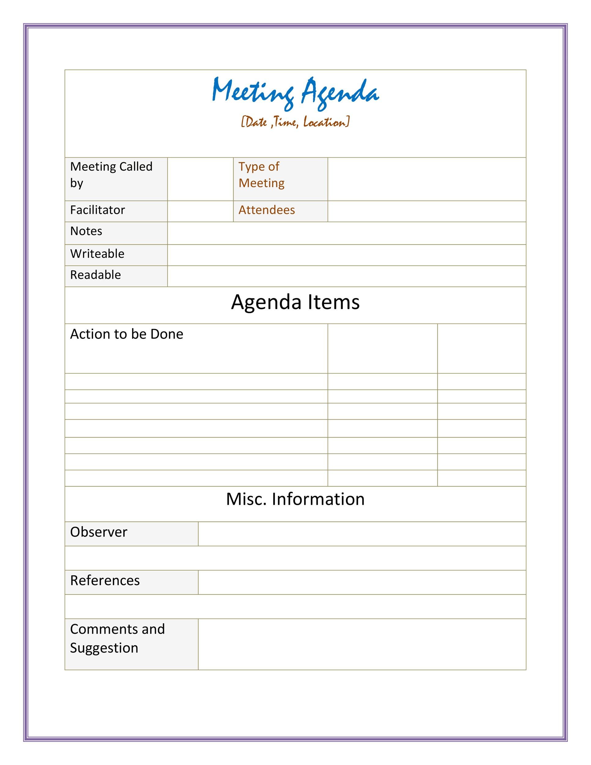 Meeting Agenda Template #2