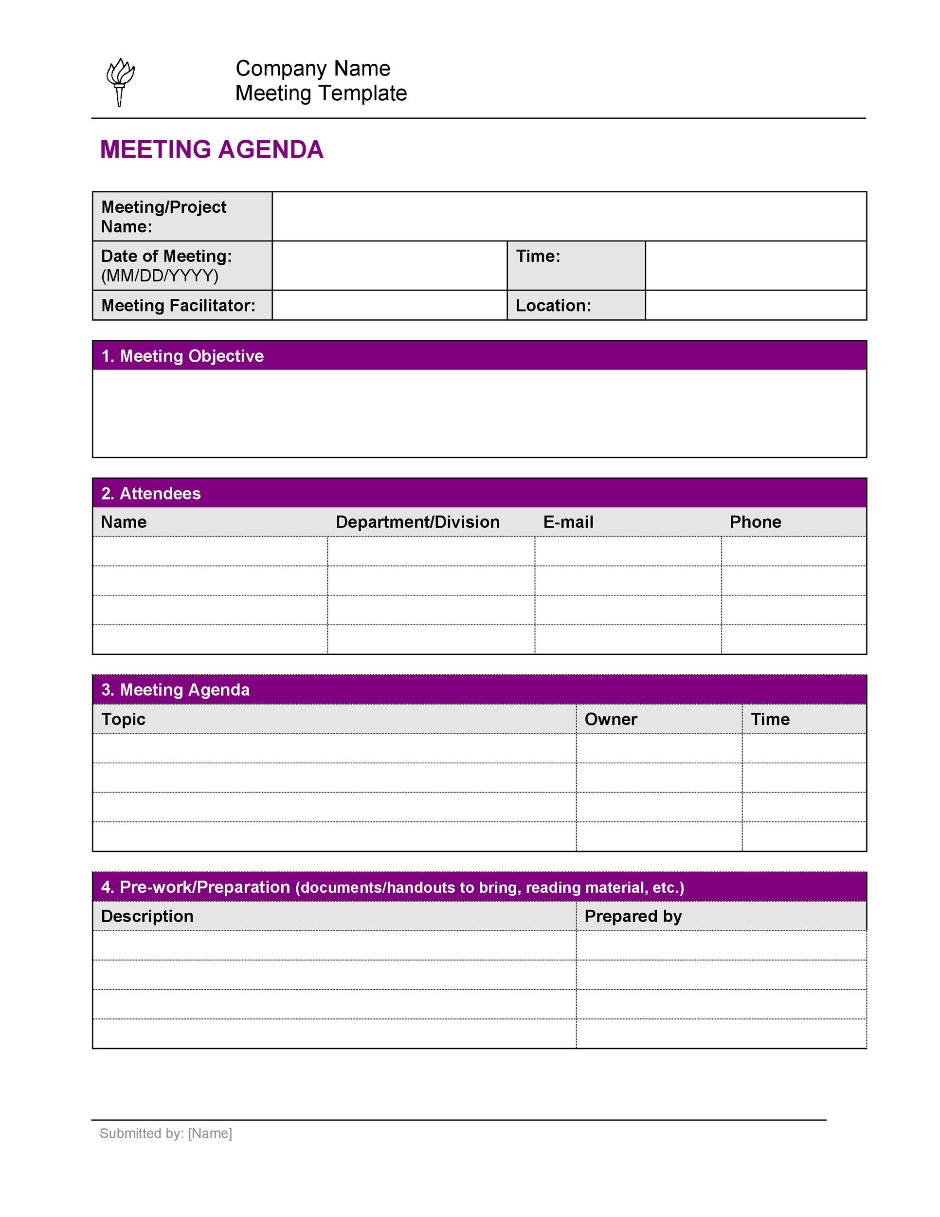 One On One Meeting Agenda Template Professional Template for Business