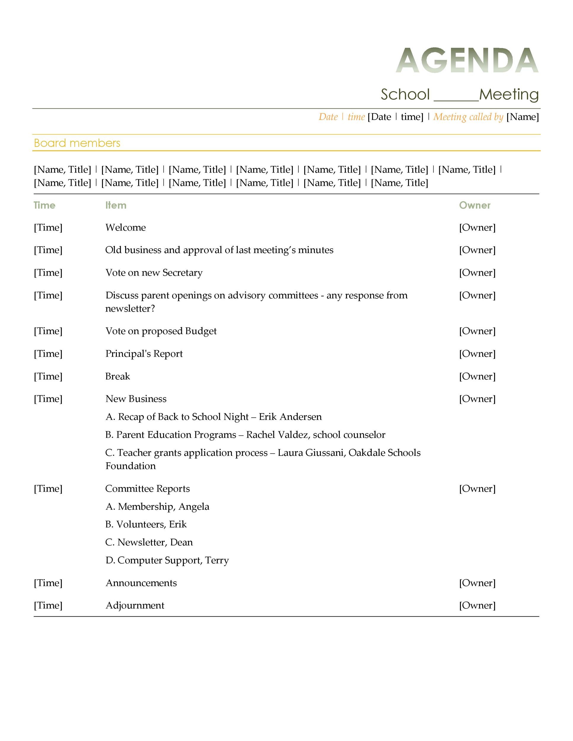 46 Effective Meeting Agenda Templates Templatelab 7209