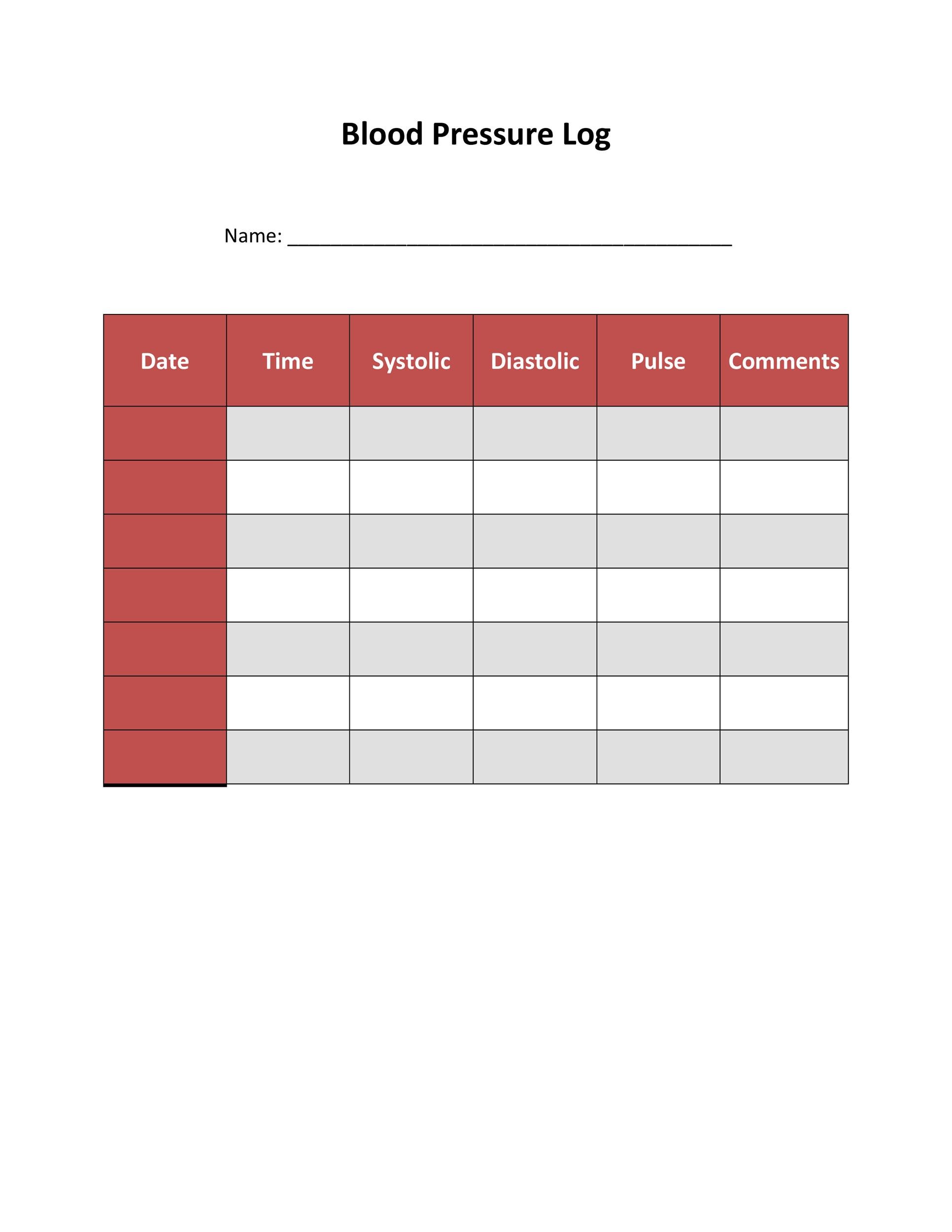 Printable Blood Pressure Log Templates ᐅ TemplateLab