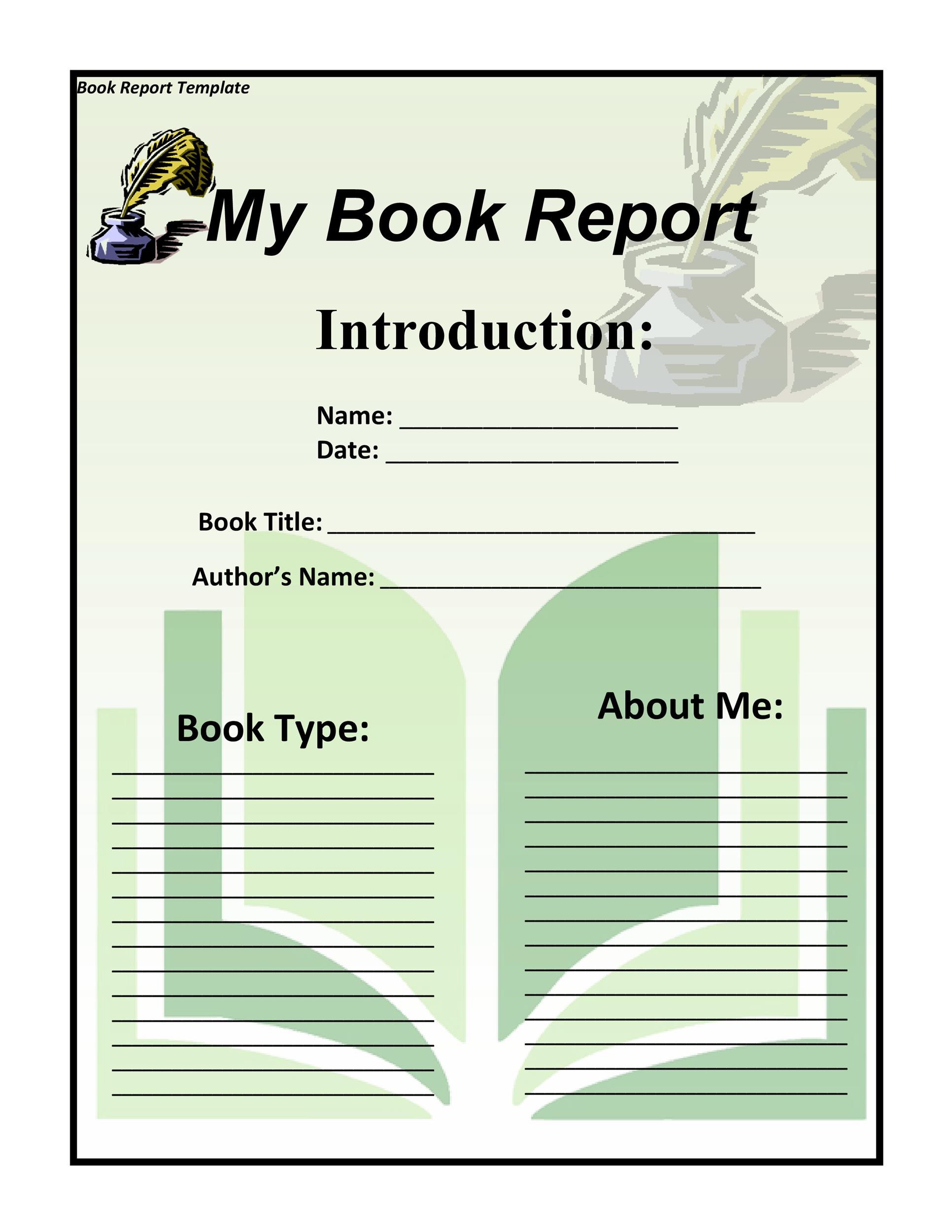 Book Report Template Kindergarten