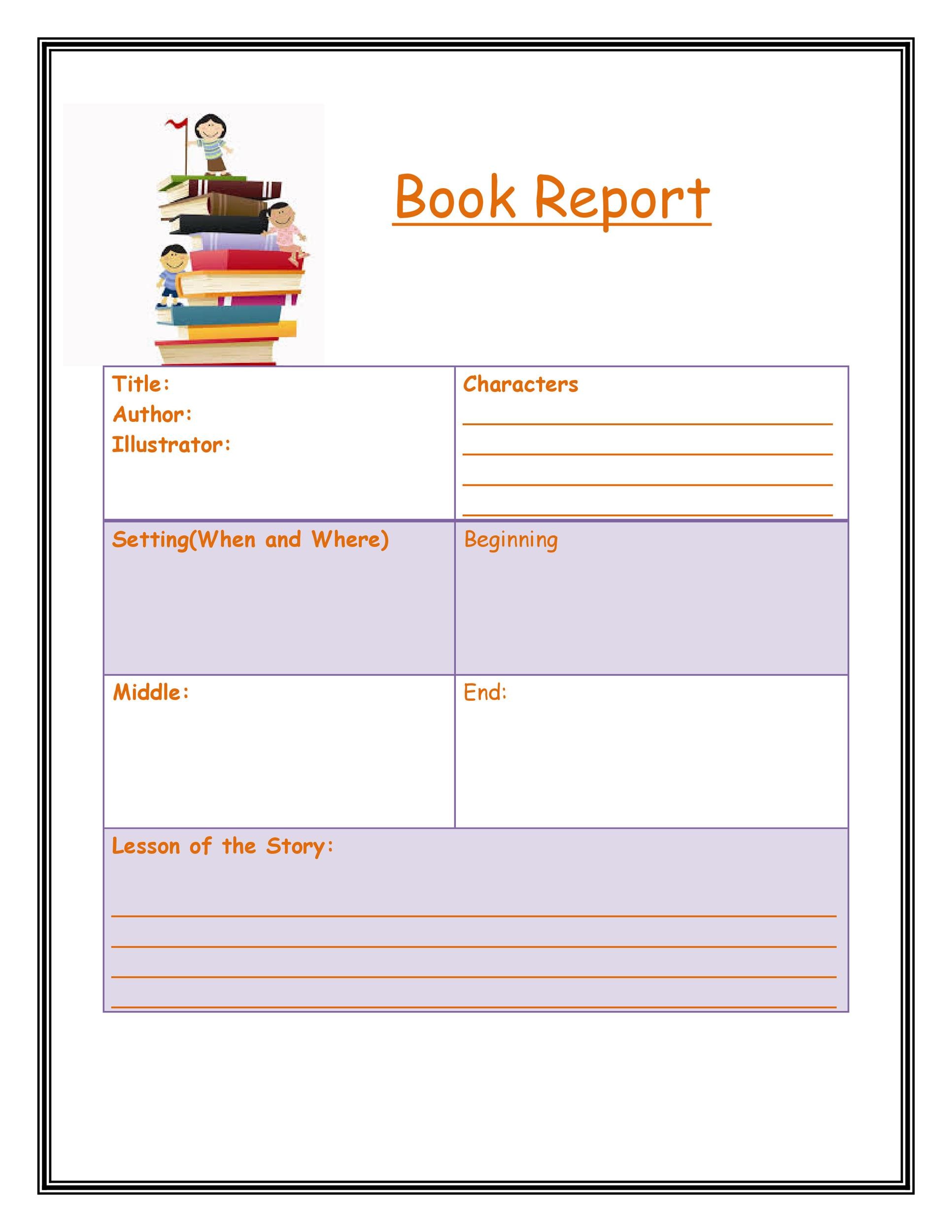 Creative book reports 25rd grade Throughout Book Report Template 2nd Grade