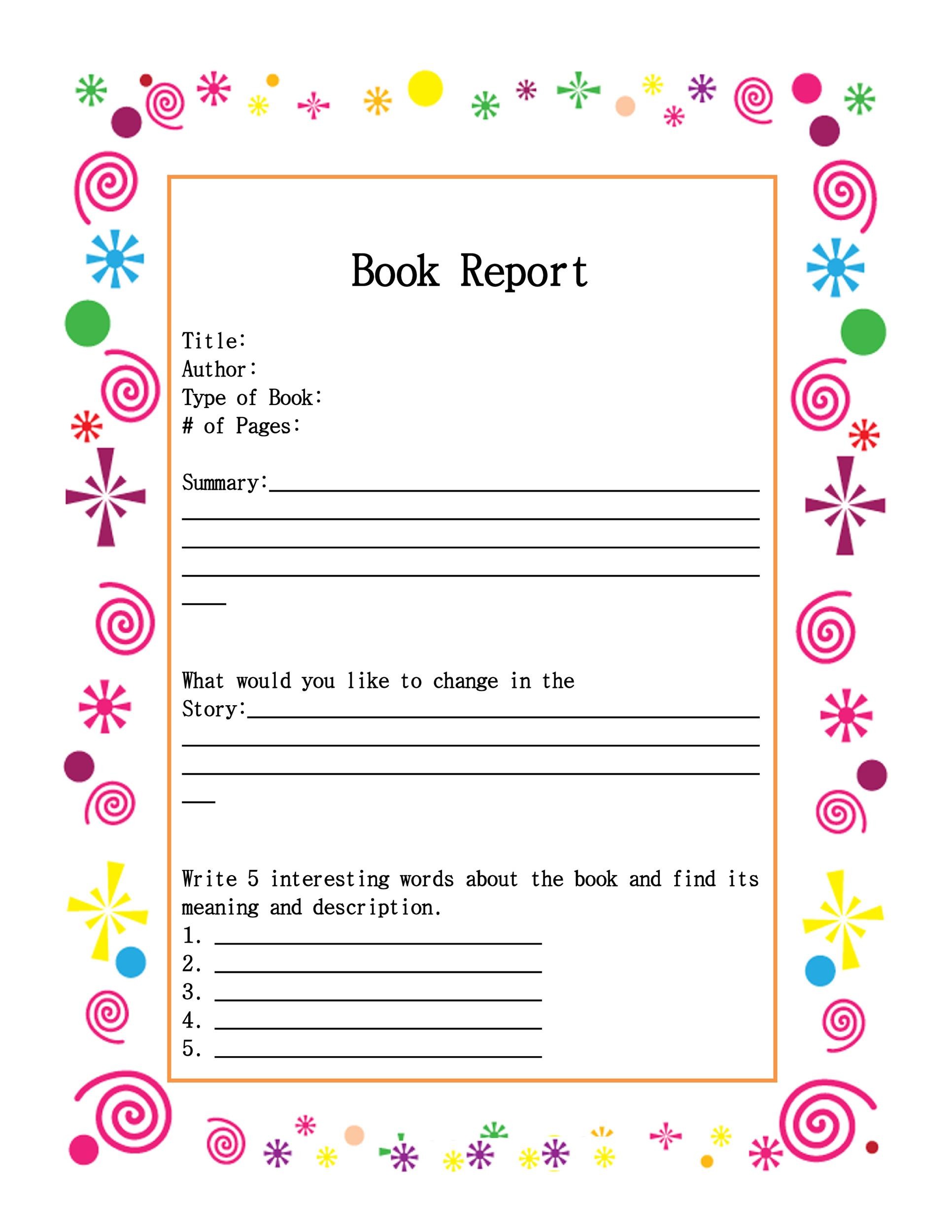Book Report Forms - Book Report Form and Reading Log Printables In One Page Book Report Template