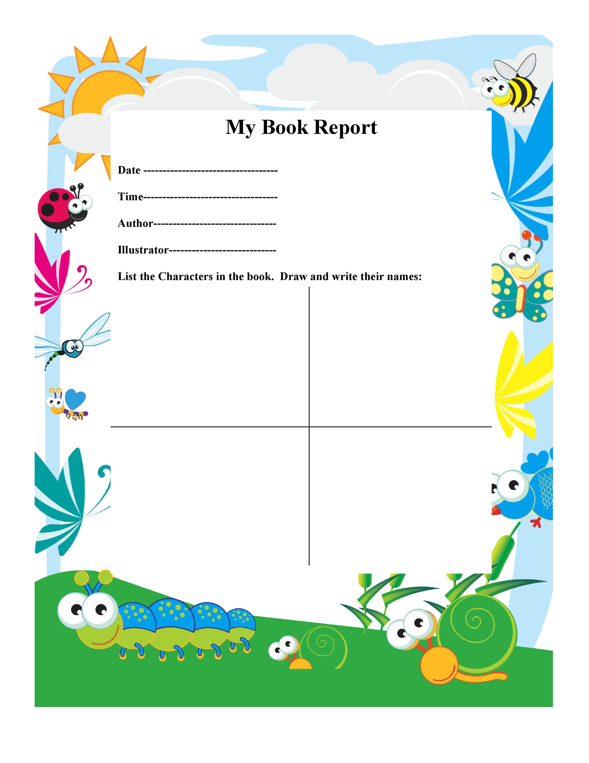 book report for elementary students samples