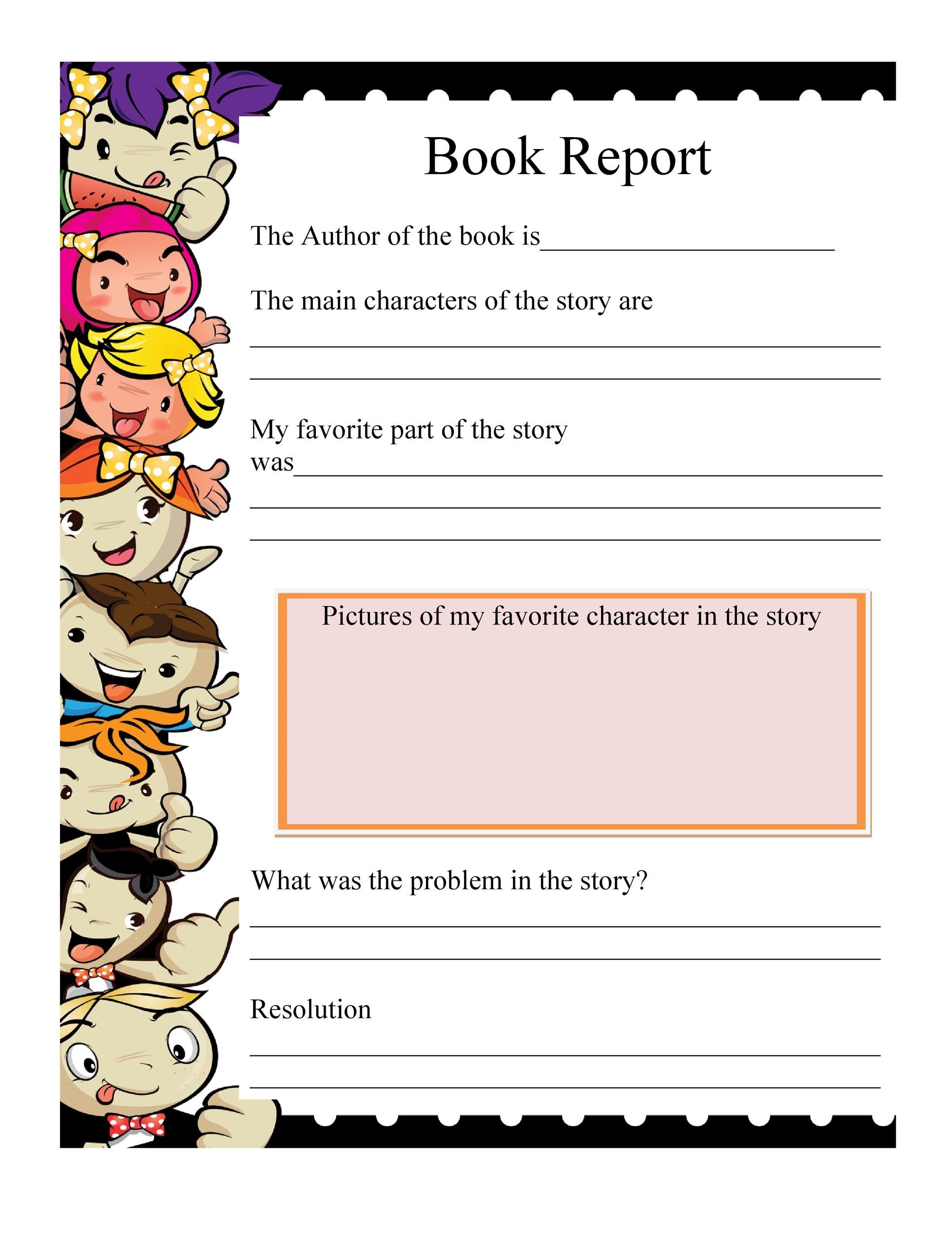 1st Grade Book Report Template