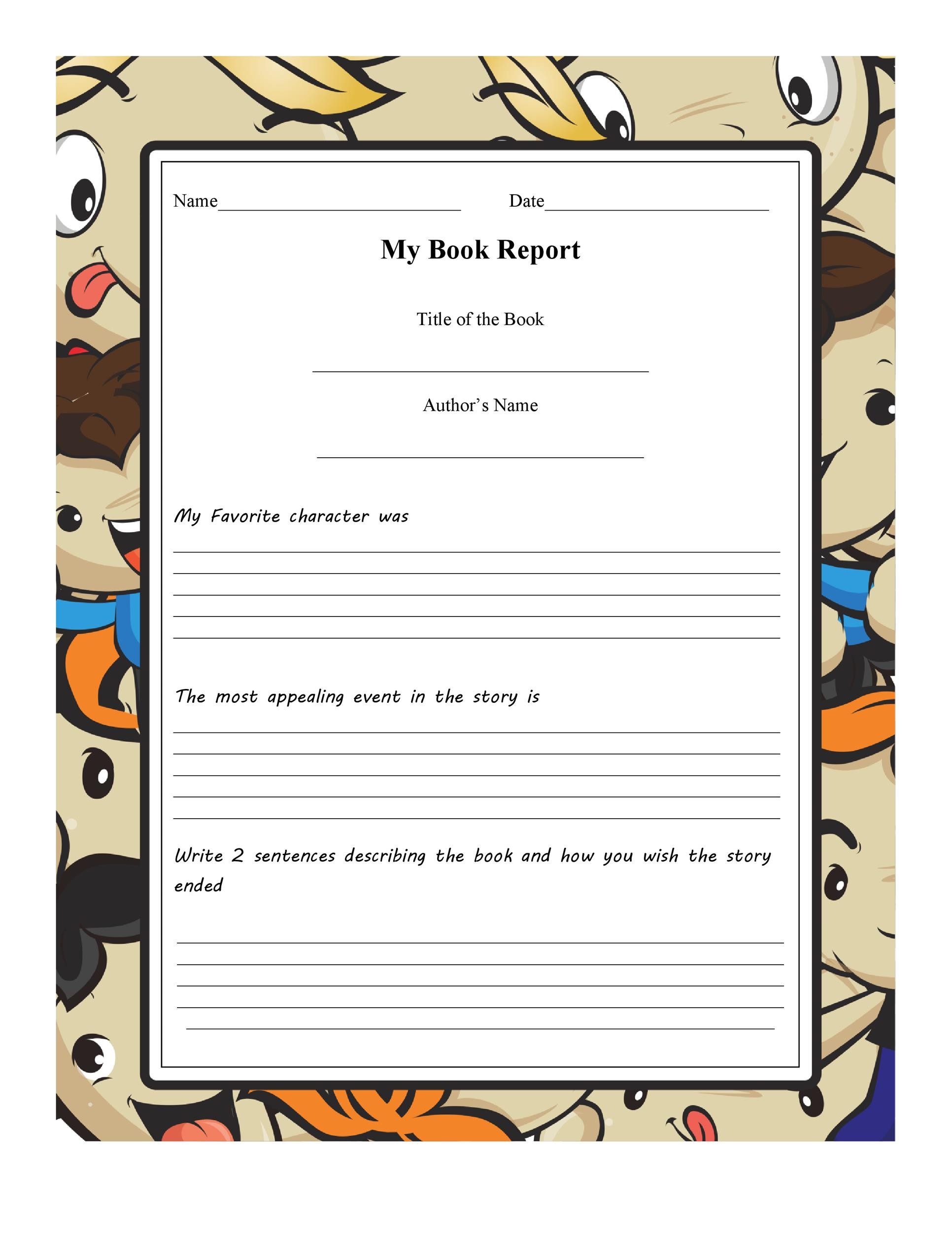 Book Report Template Printable 5275