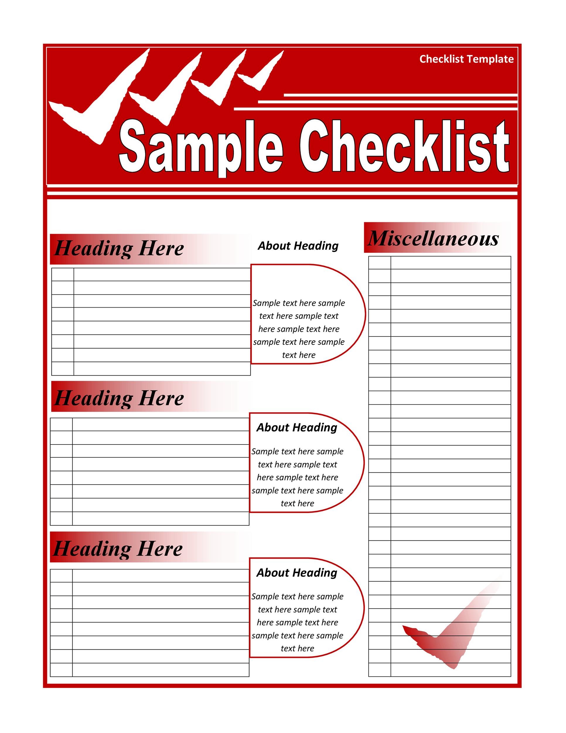 checklist-template-printable