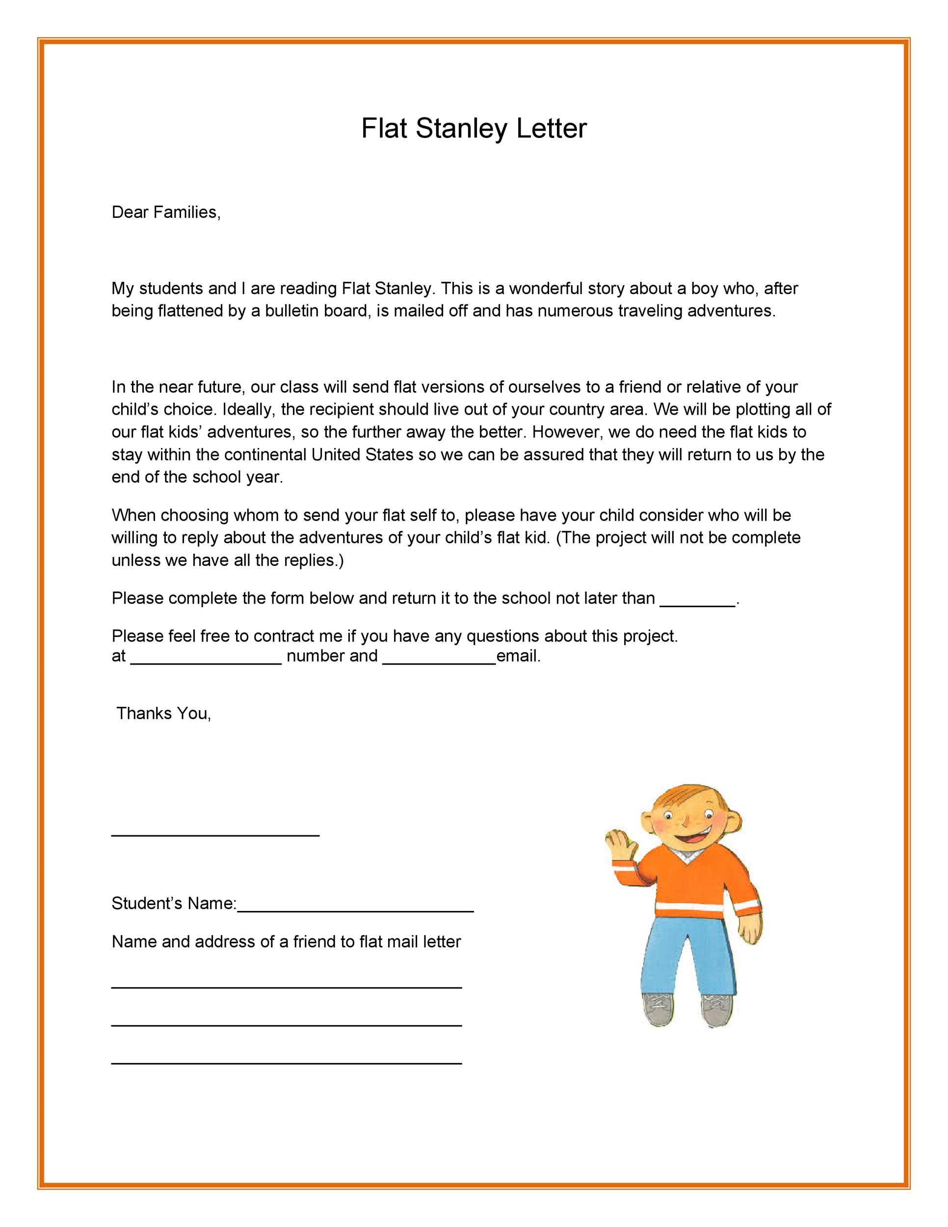 37 Flat Stanley Templates Letter Examples Template Lab